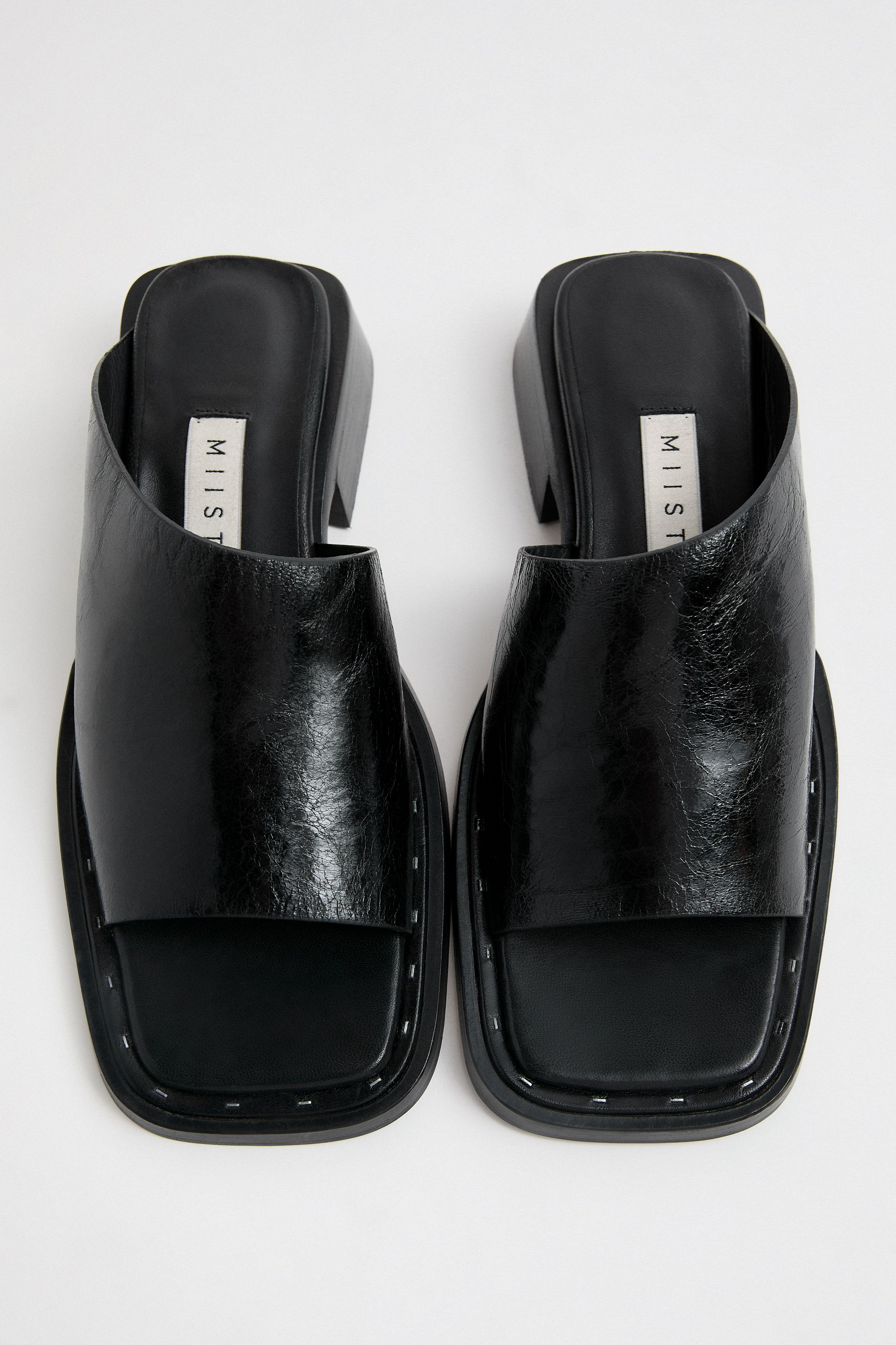 Alendra Black Asymmetric Sandals | Miista | Designed & Handmade in Europe