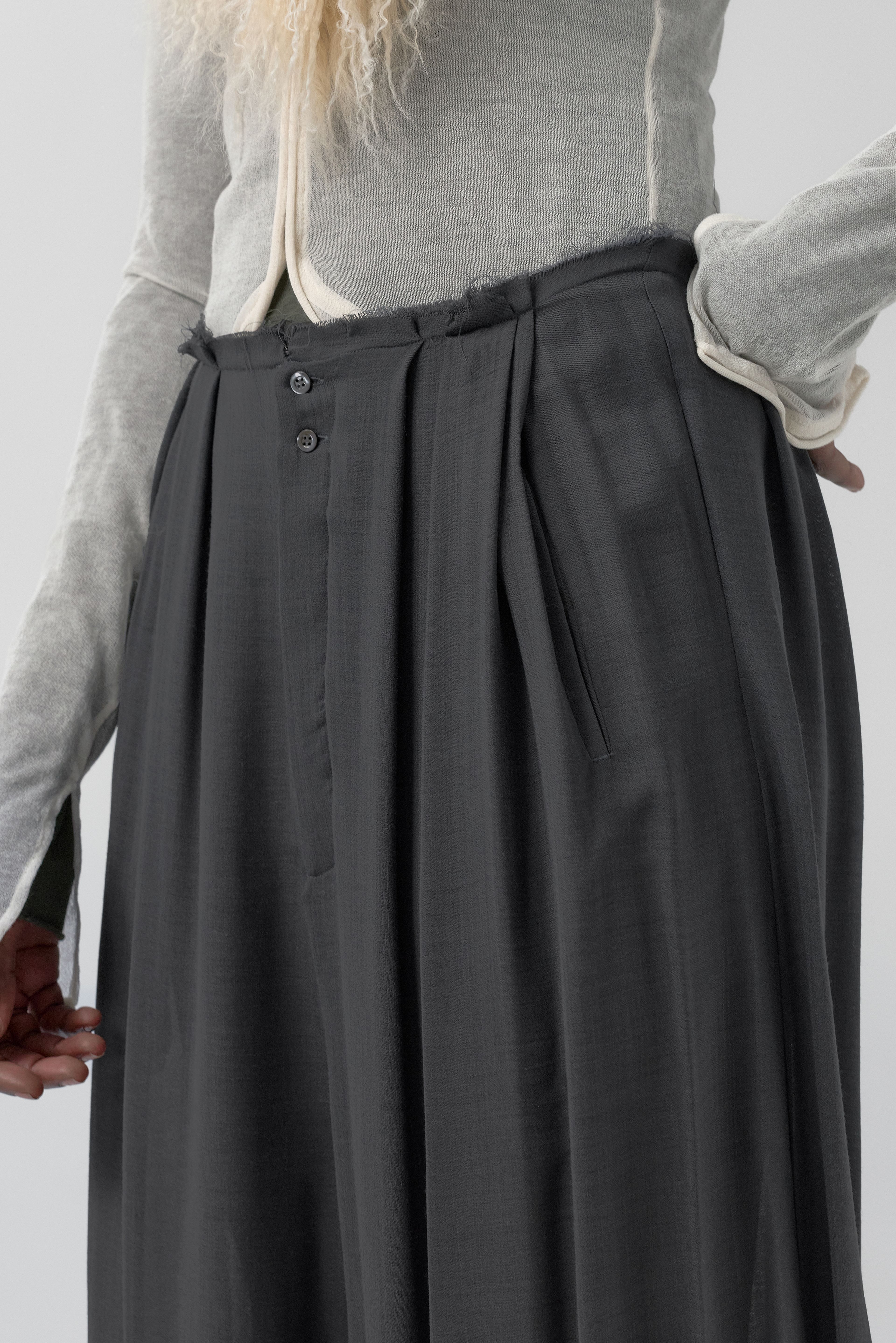 Kara Trousers - Grey Pleated Virgin Wool | Miista | Designed & Handmade in Europe