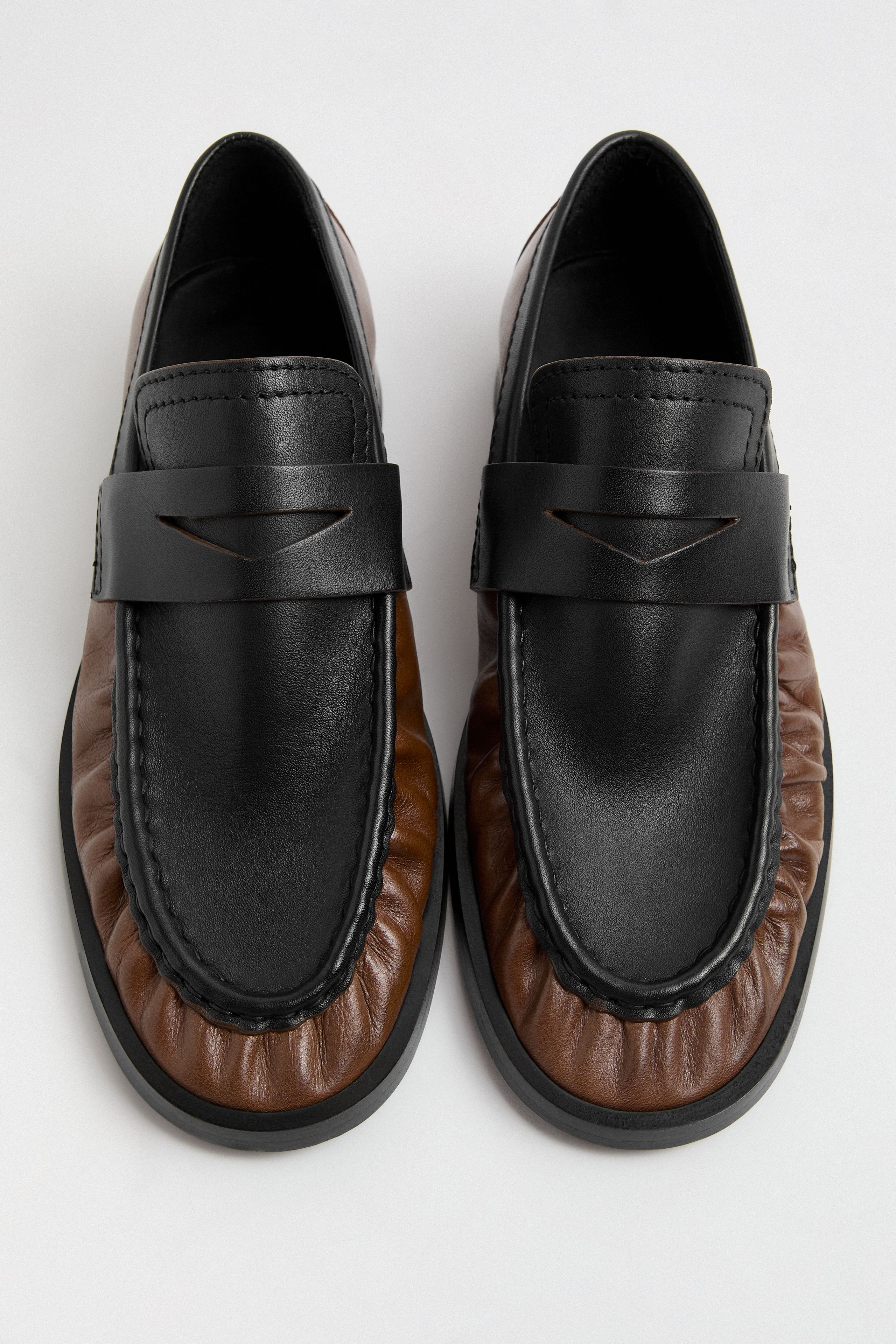 Tan and Black Loafers Simone Black/Tan Leather Raffia Tassel Loafers main image 4