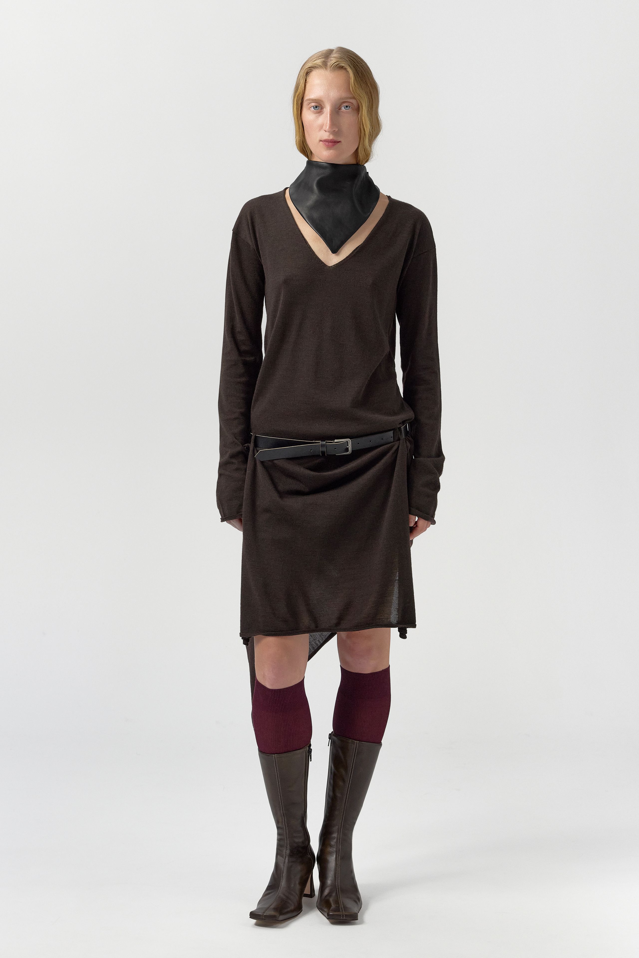 Yayoi Dress - Brown Extra Fine Merino Knit | Miista | Designed & Handmade in Europe