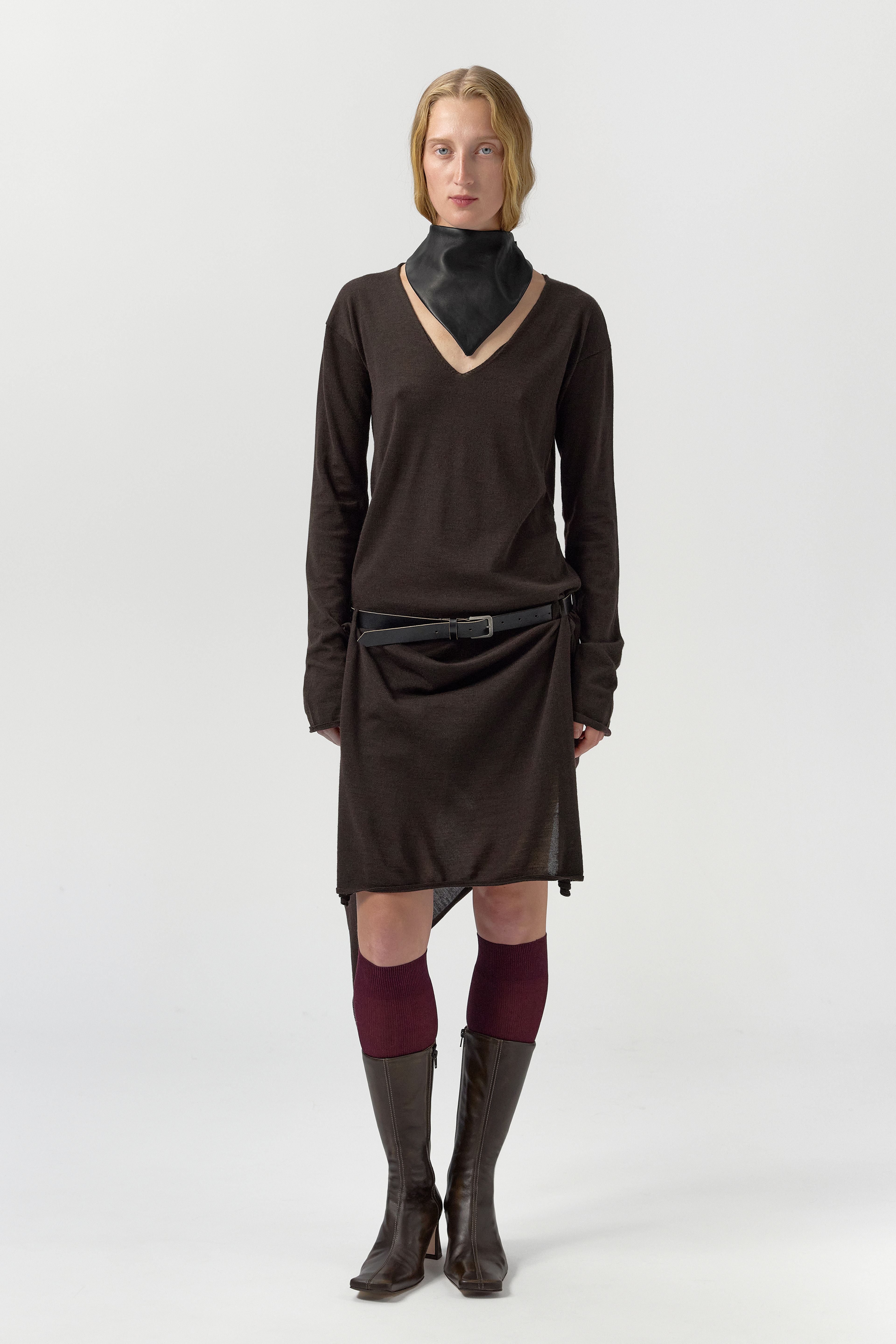 Yayoi Dress - Brown Extra Fine Merino Knit | Miista | Designed & Handmade in Europe