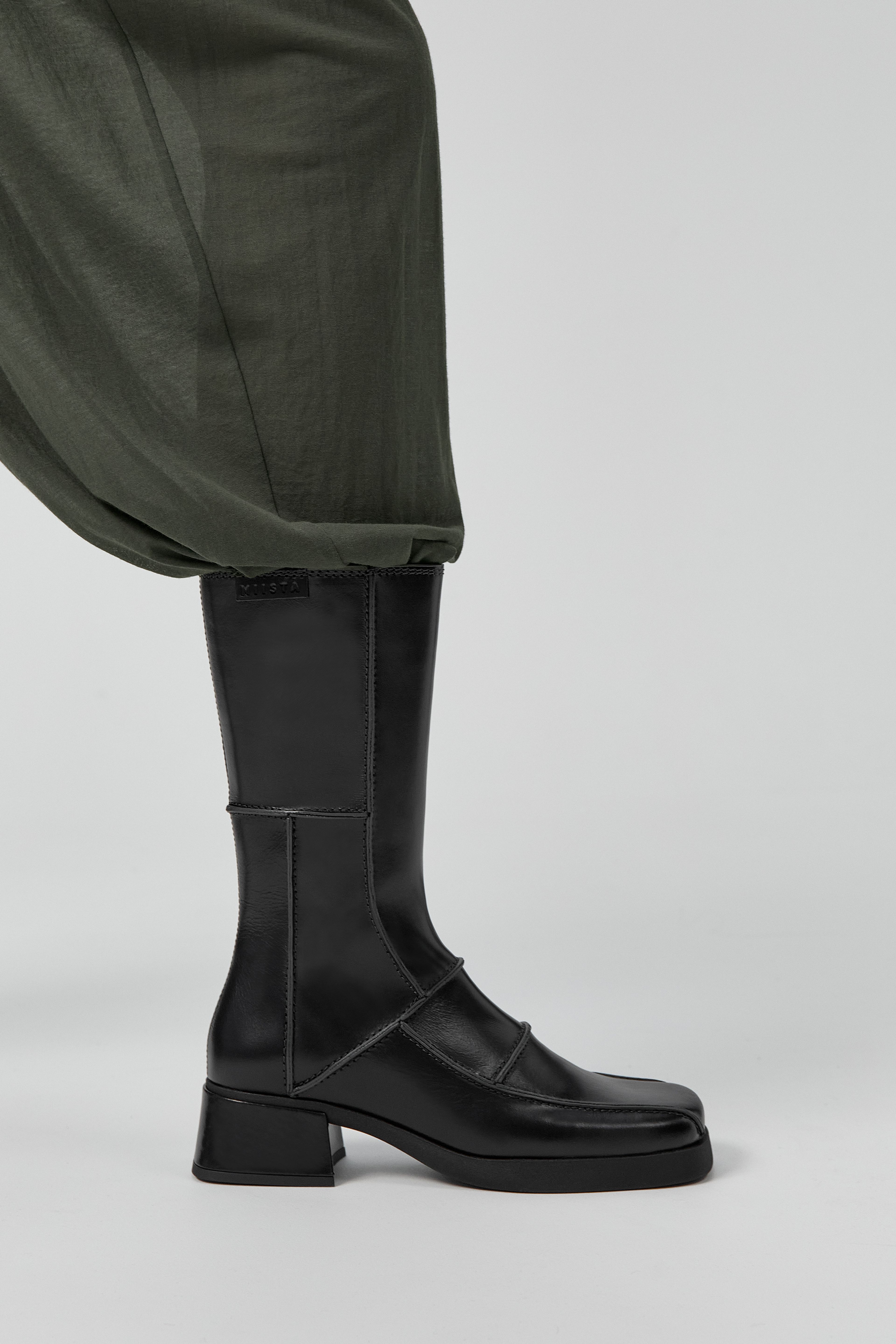 Neaera Boots - Black Leather Grey Stitching | Miista | Designed & Handmade in Europe