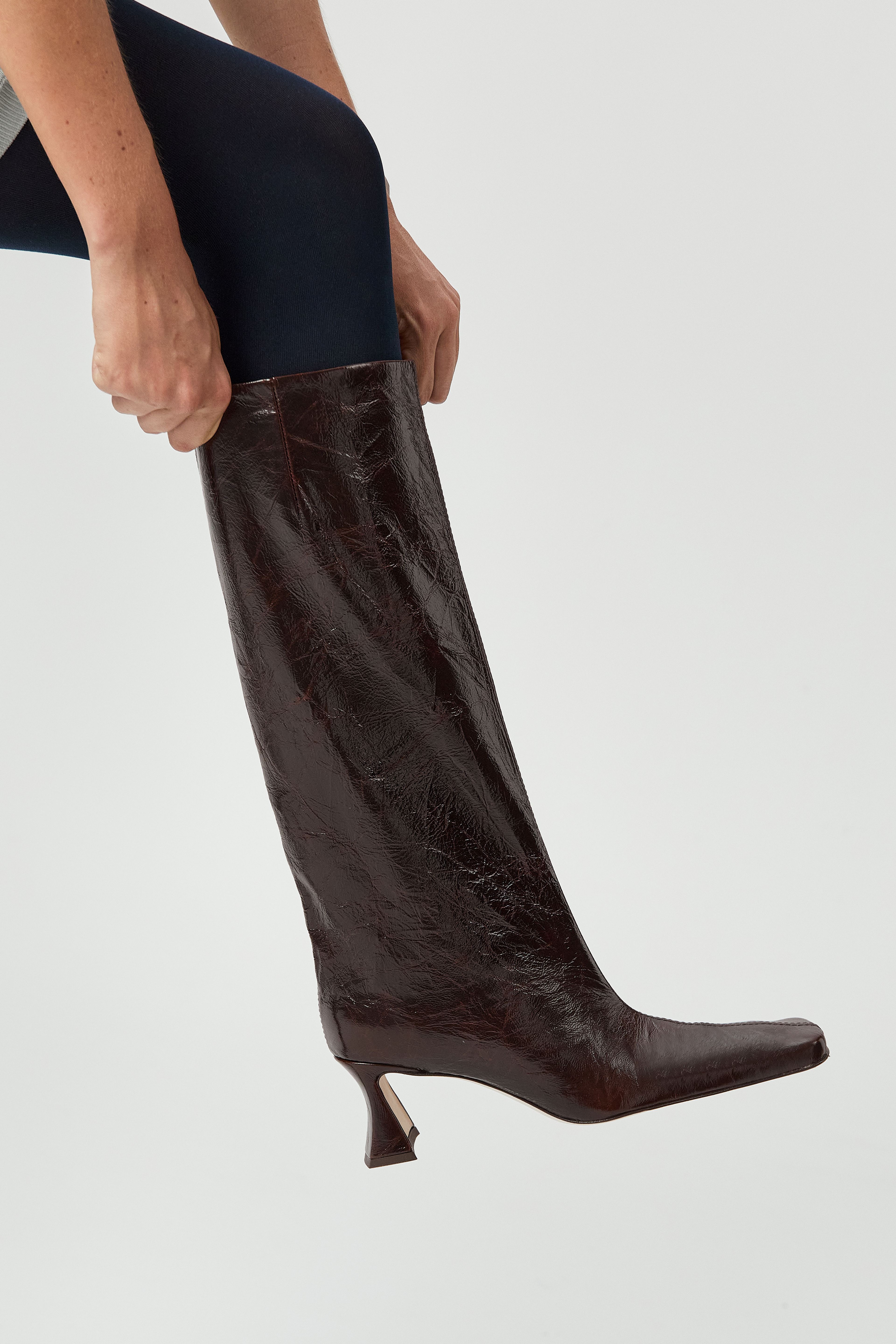 Bluma Boots - Brown Crinkle Leather | Miista | Designed & Handmade in Europe