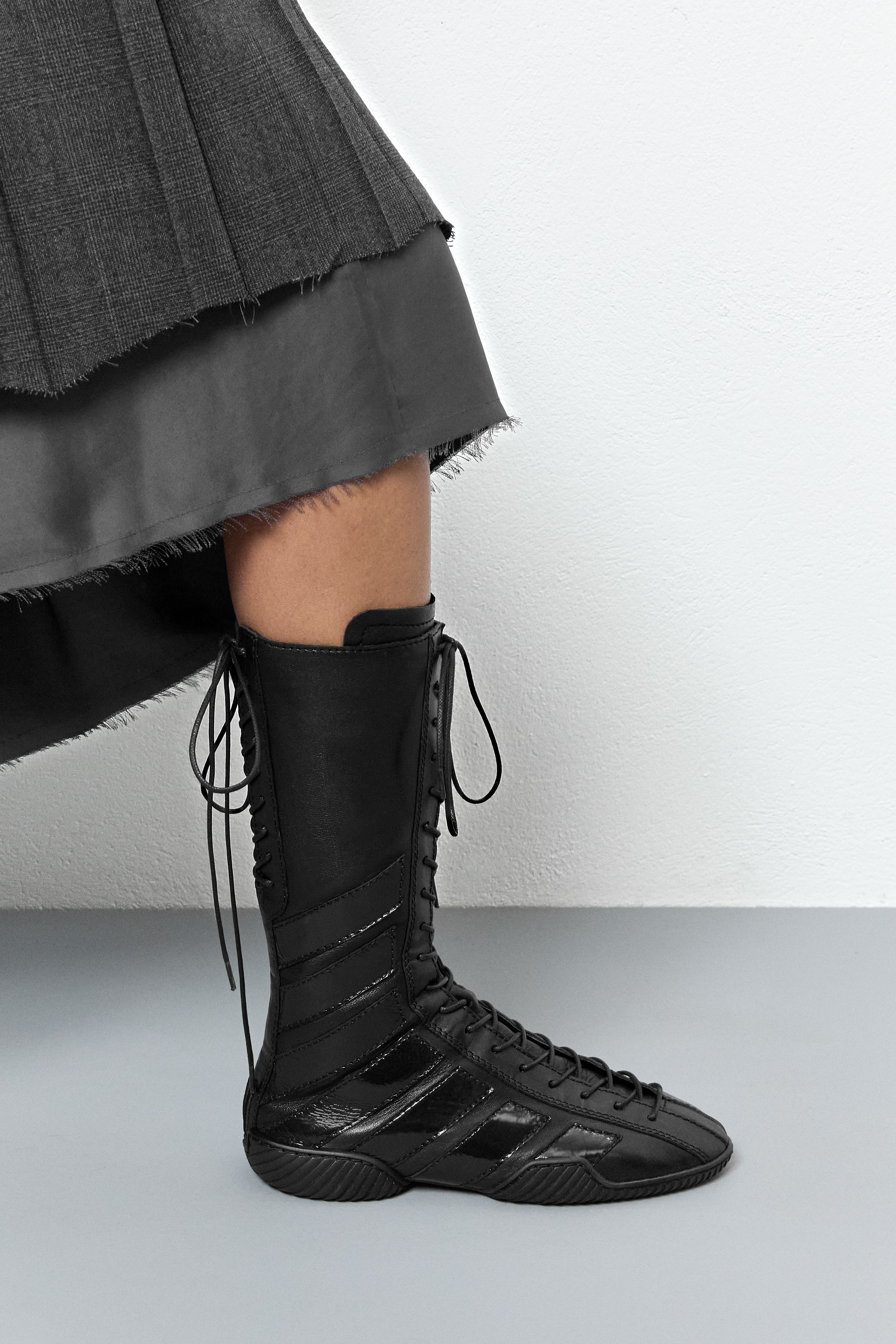 Imogen Boots - Black Leather Lace | Miista