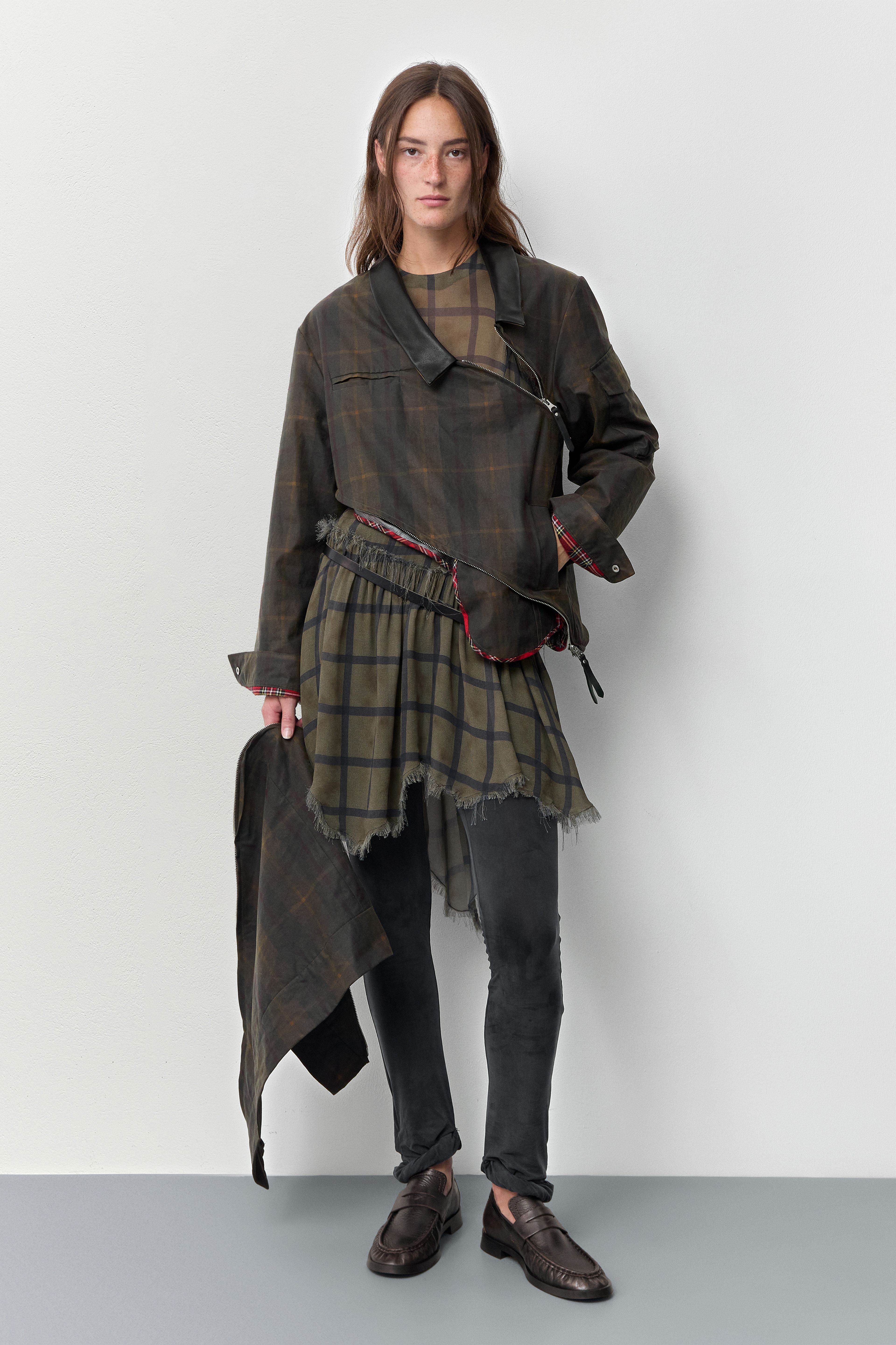 Marla Brown Checked Detachable Jacket | Miista | Designed & Handmade in Europe