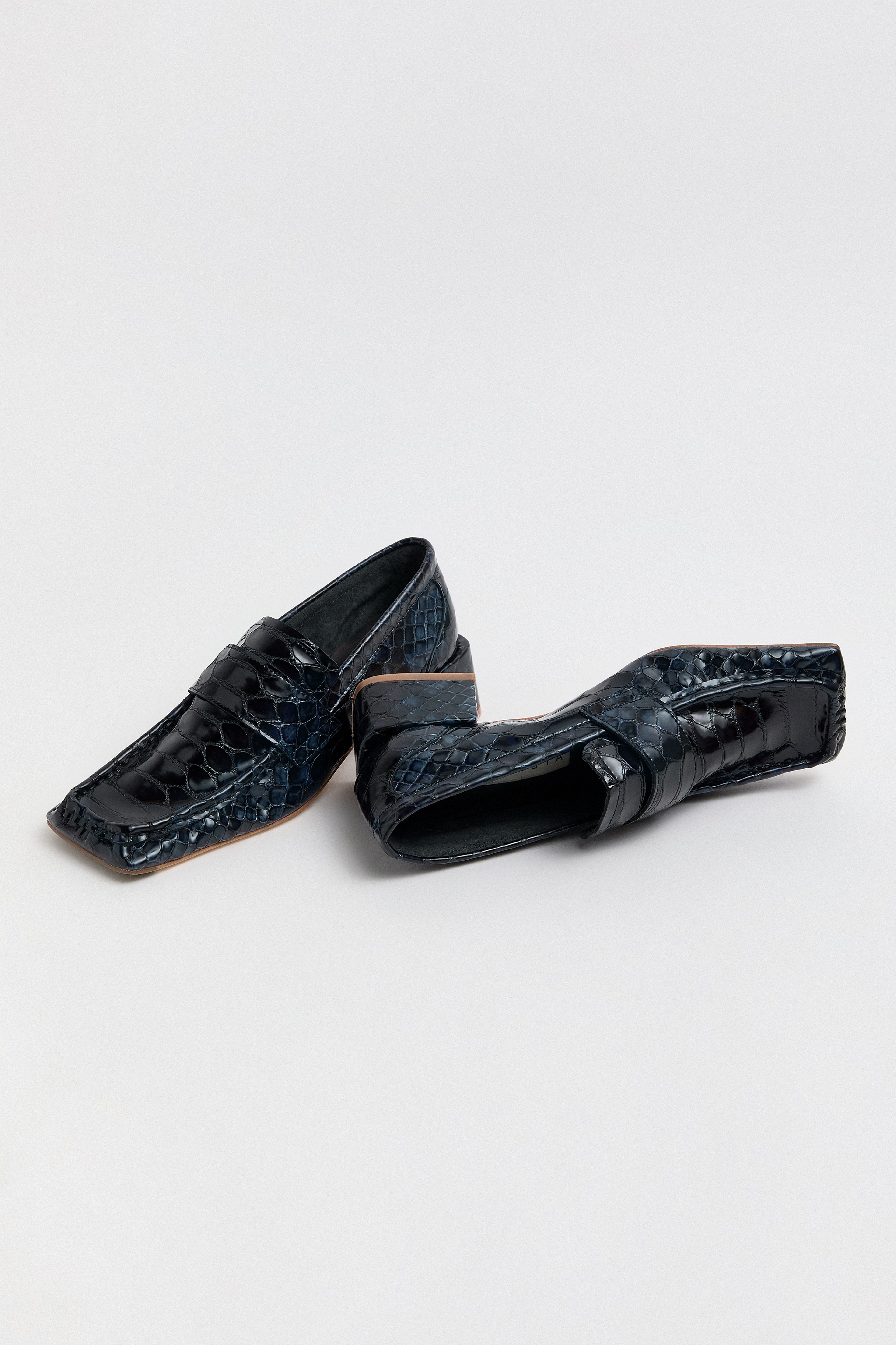 Serena Loafer Navy Embossed Snake Leather | Miista | Designed & Handmade in Europe