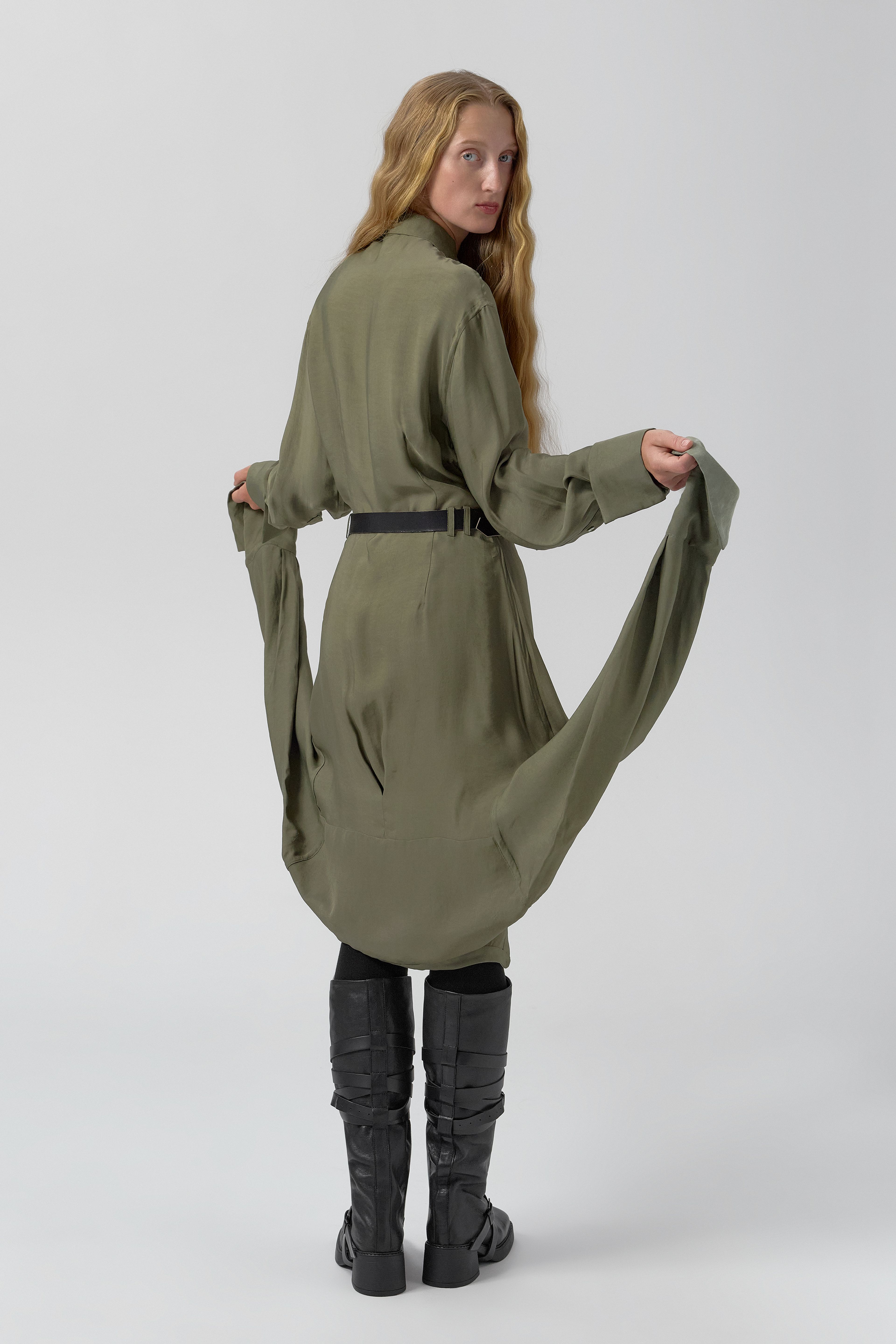 Lorna Dress - Khaki Lyocell Blend | Miista | Designed & Handmade in Europe