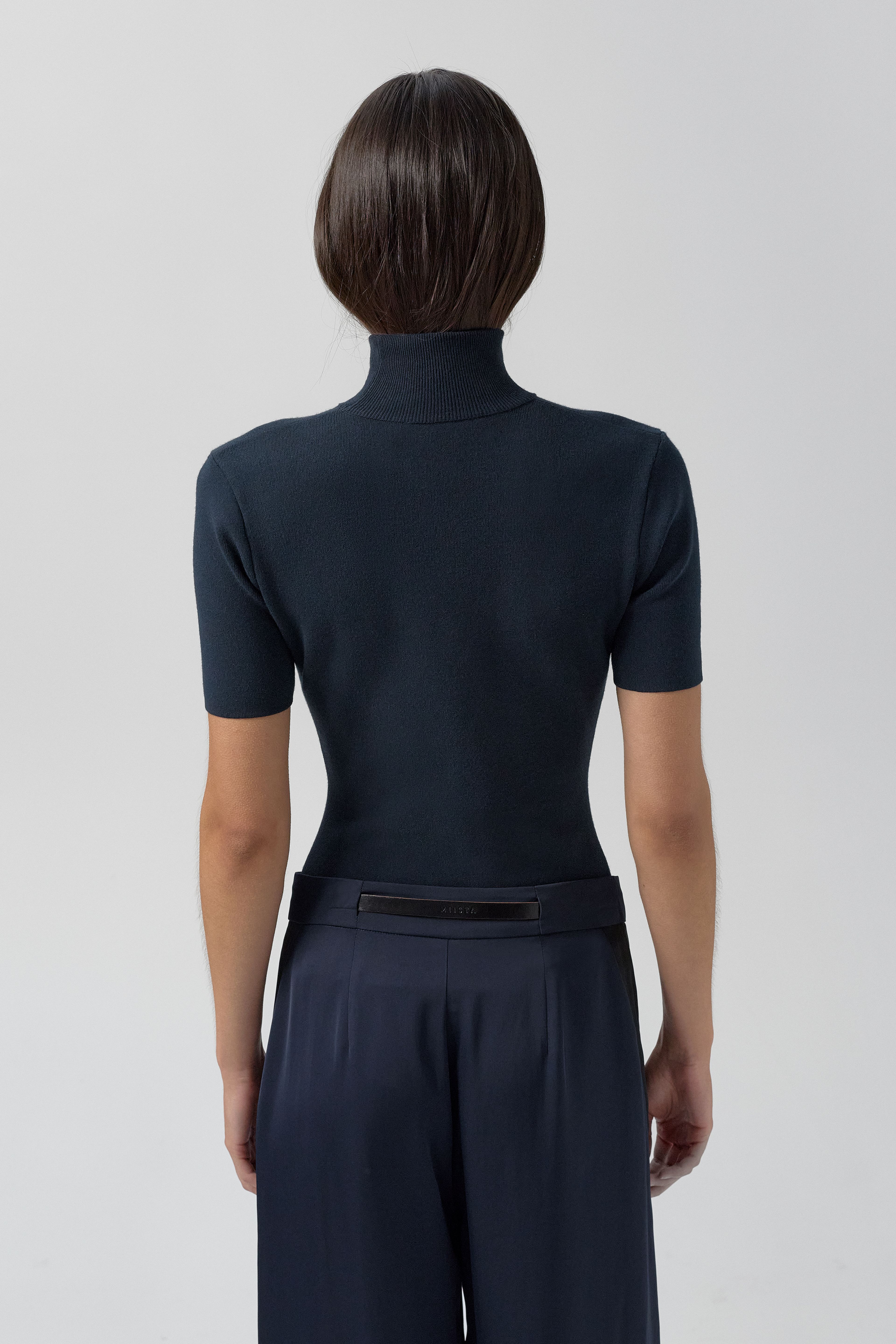Candida Top - Navy Viscose Knit | Miista | Designed & Handmade in Europe
