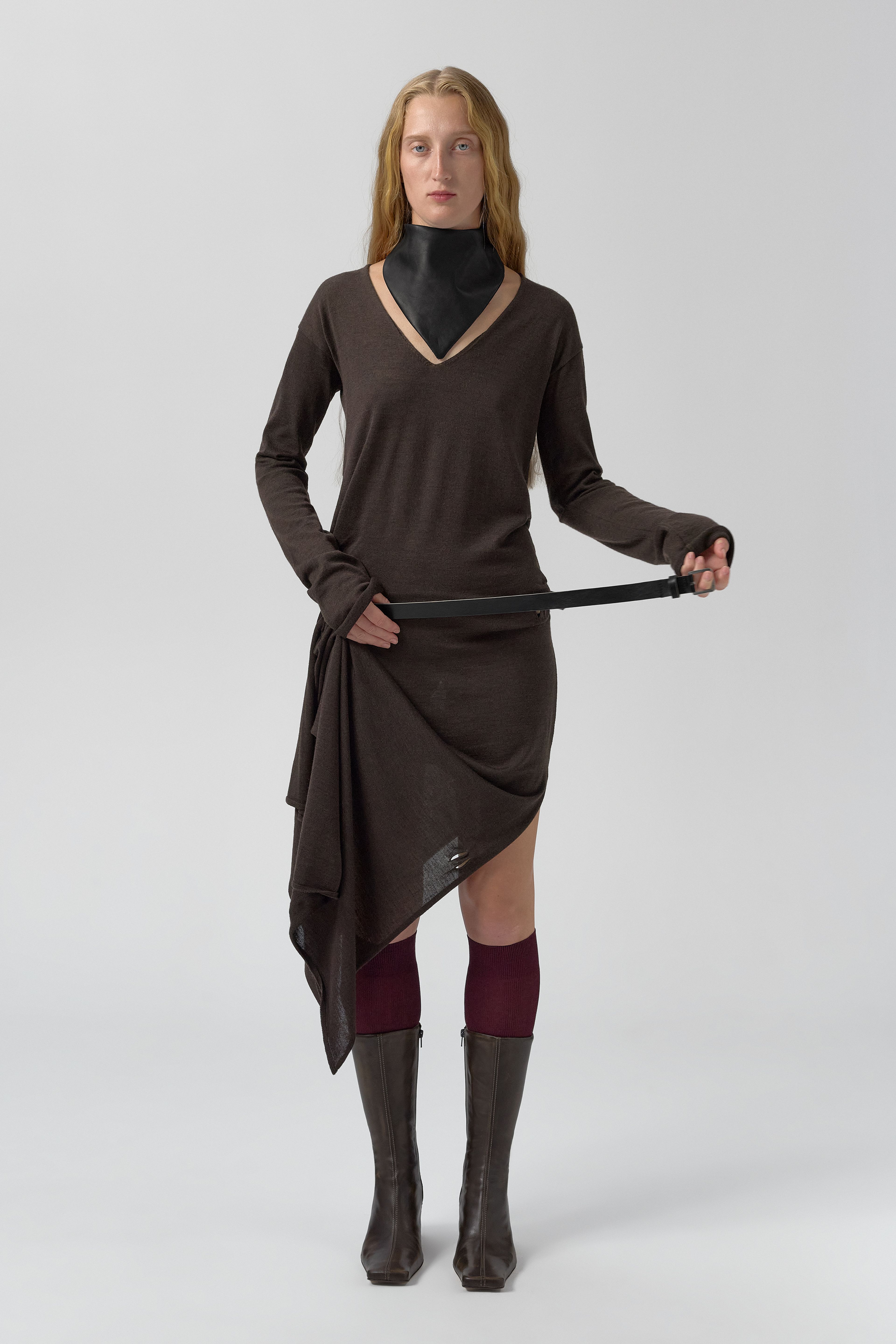 Yayoi Dress - Brown Extra Fine Merino Knit | Miista | Designed & Handmade in Europe