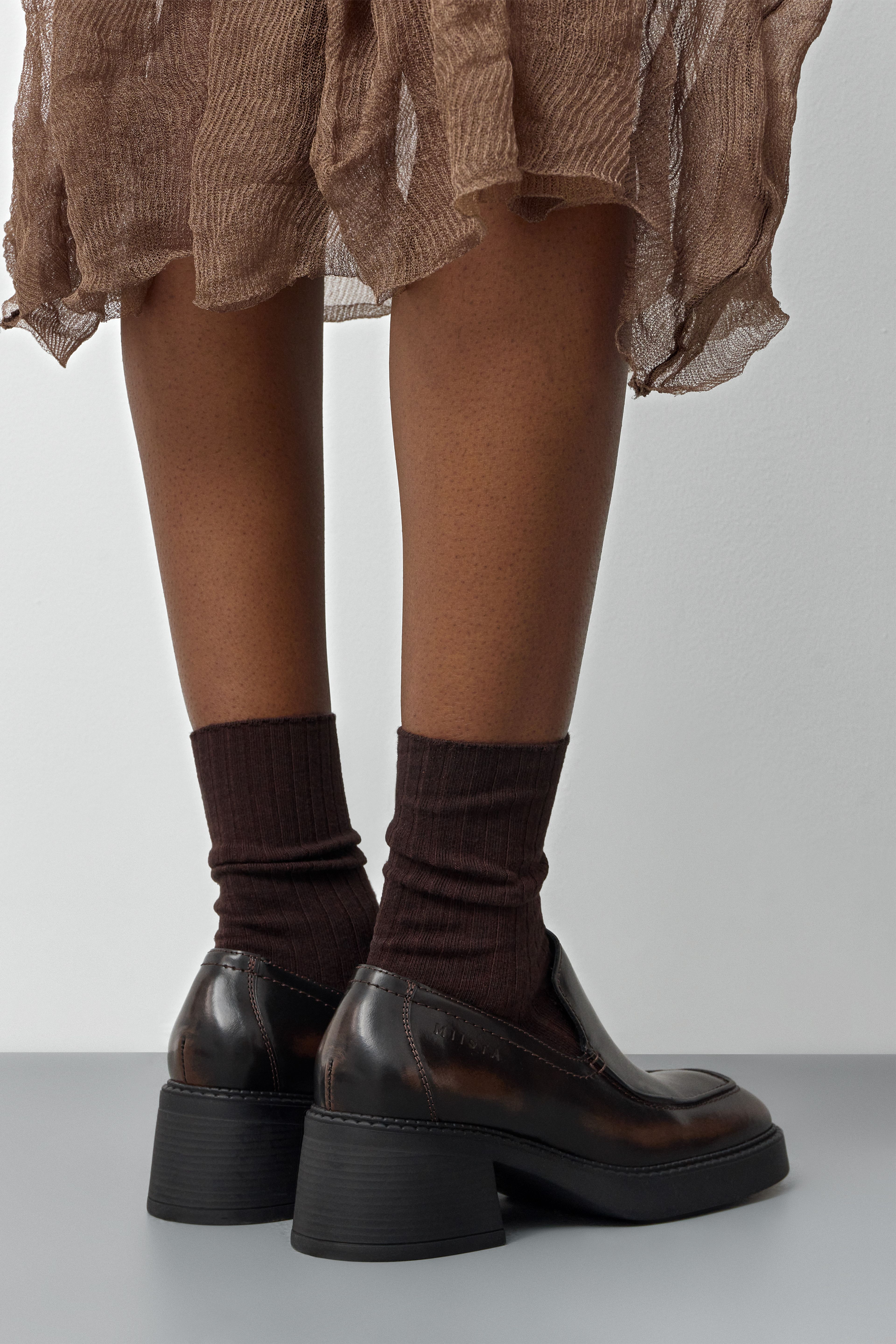 Karion Brushed Brown Loafers | Miista | Designed & Handmade in Europe