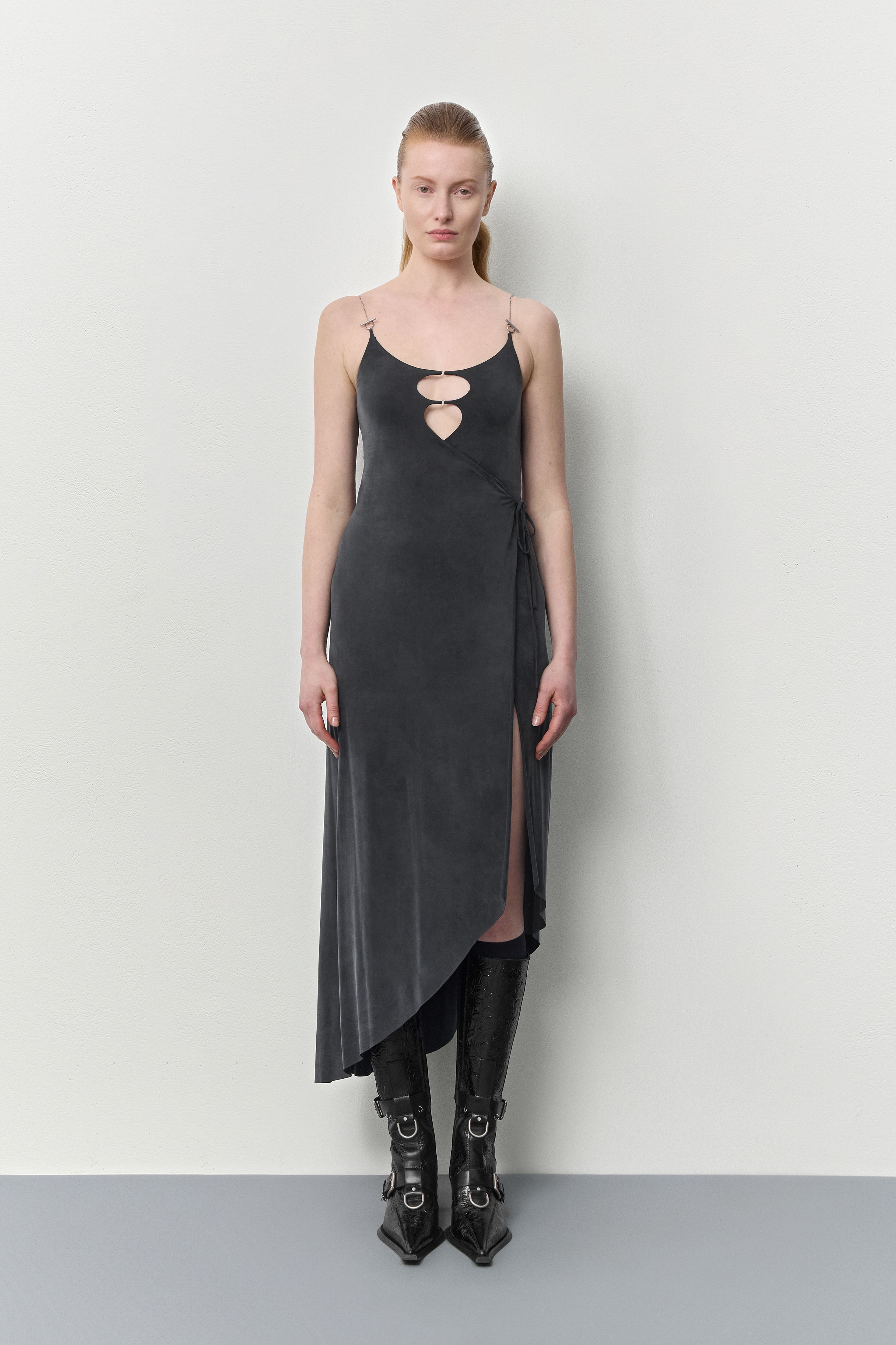 Eliya Black Embossed Buckled Tall Boots | Miista | Designed & Handmade in Europe