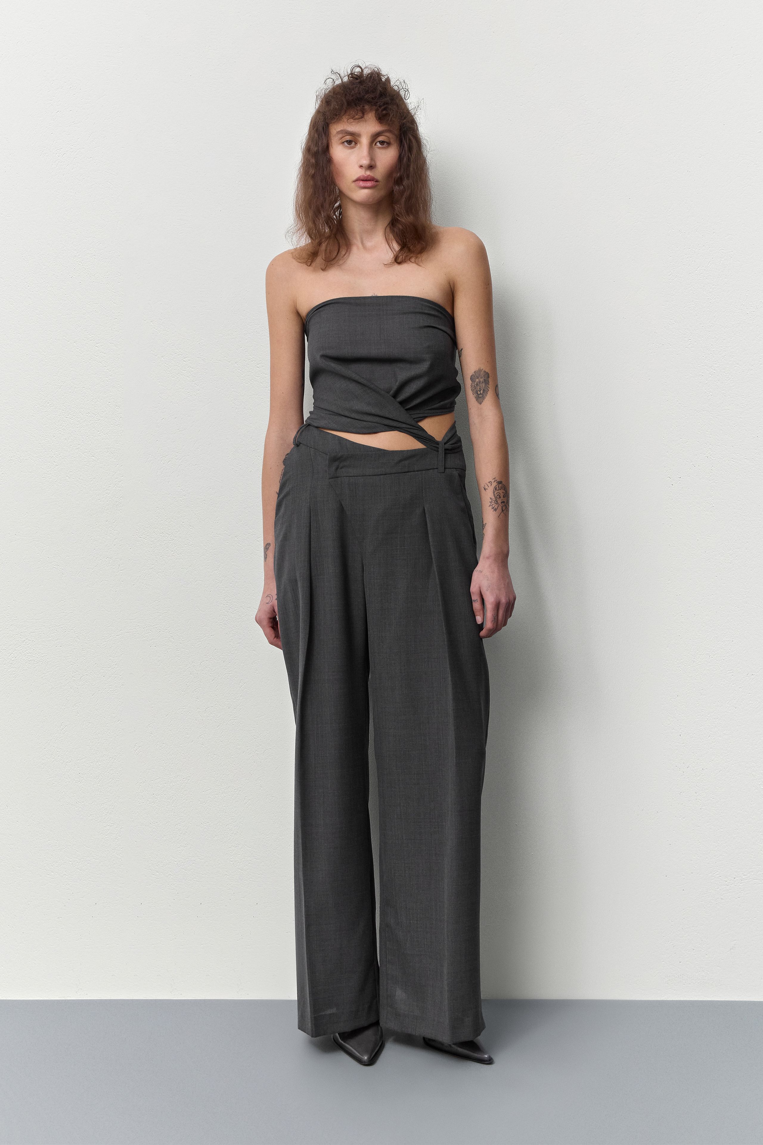 Odile Cement Grey Trousers | Miista | Designed & Handmade in Europe