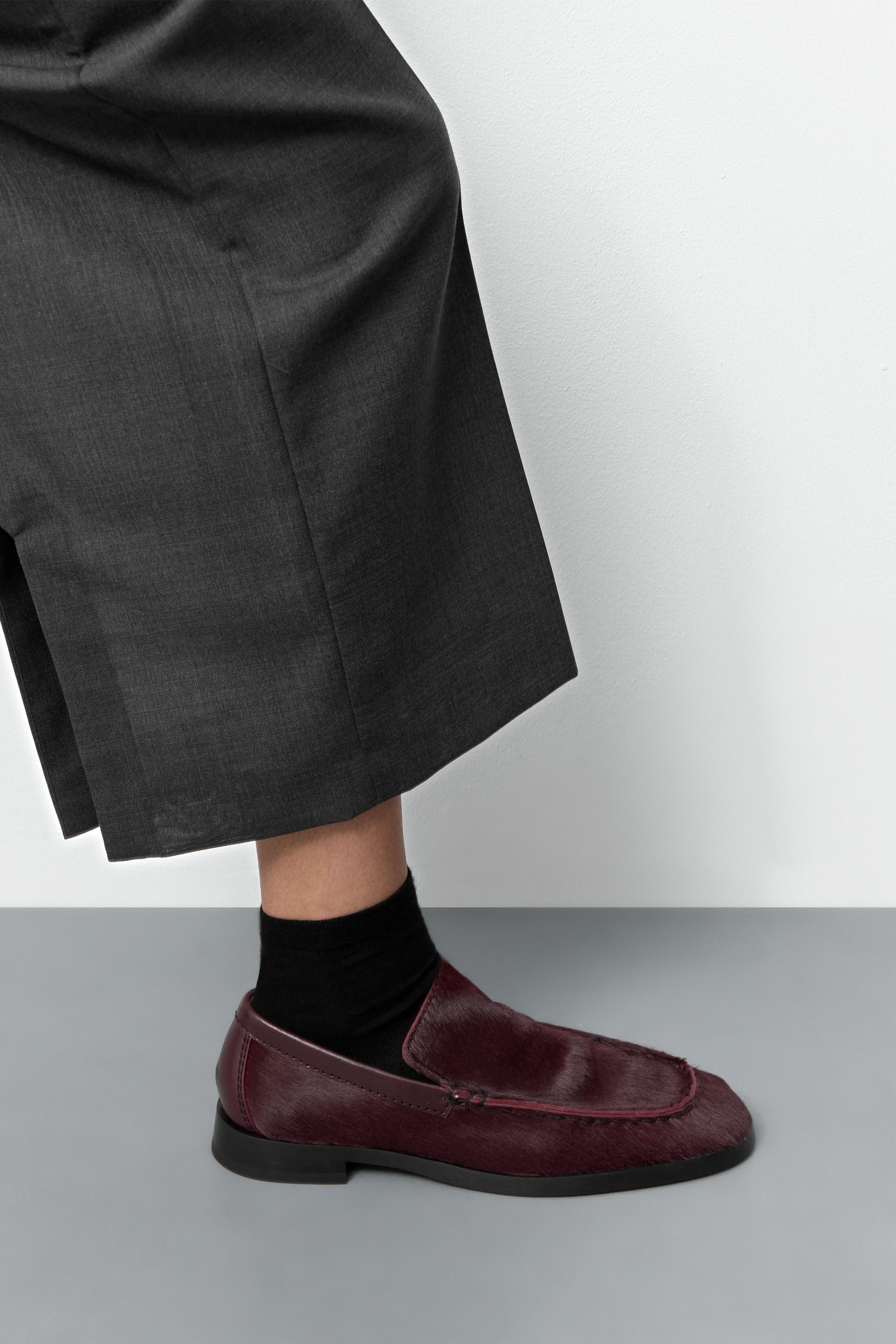 Giobbe Burgundy Pony Hair Loafers | Miista | Designed & Handmade in Europe