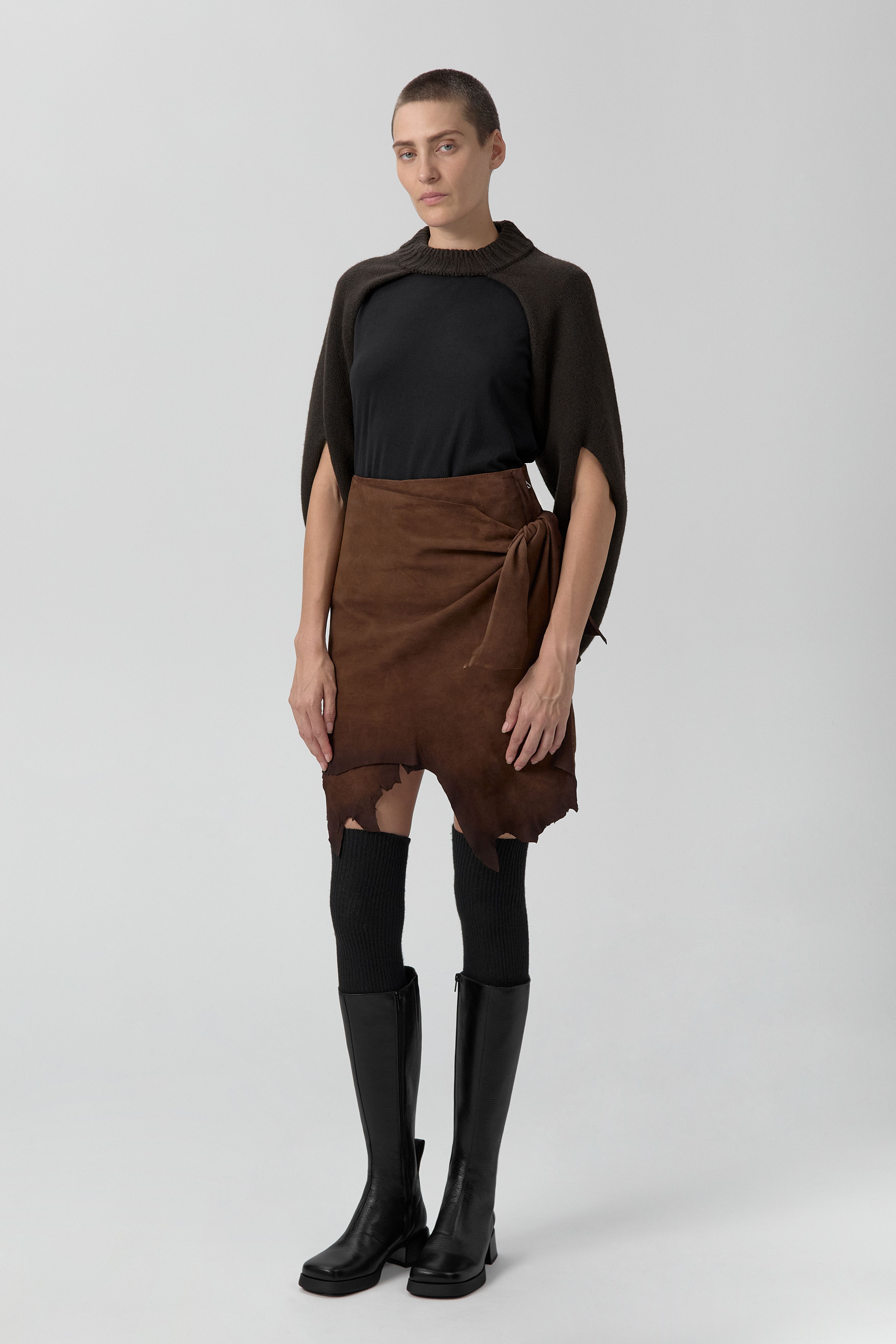 Marlene Sleeves - Brown Cashmere Blend Knit | Miista | Designed & Handmade in Europe