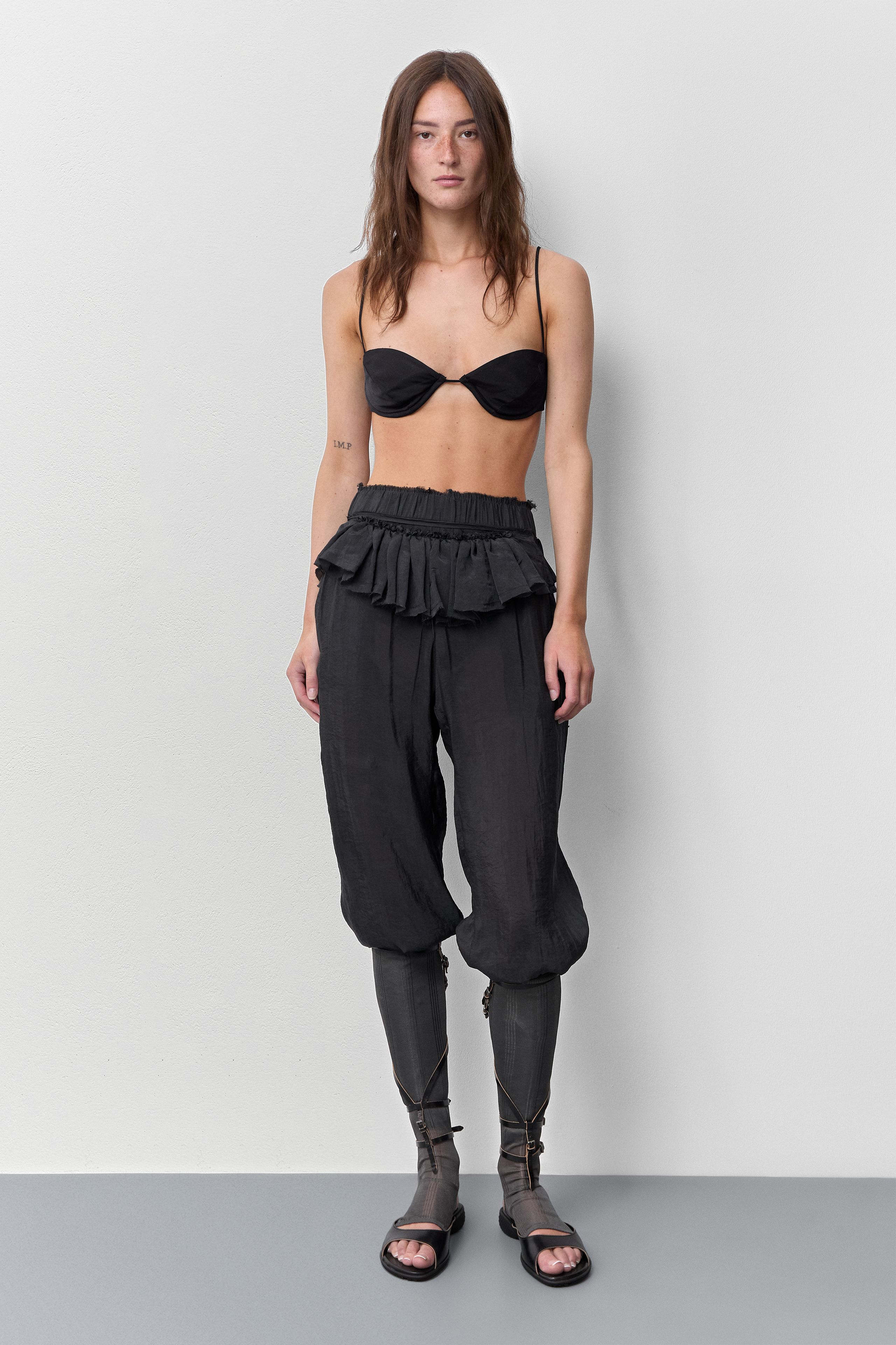 Vanny Washed Black Sheer Ruffle | Miista | Designed & Handmade in Europe