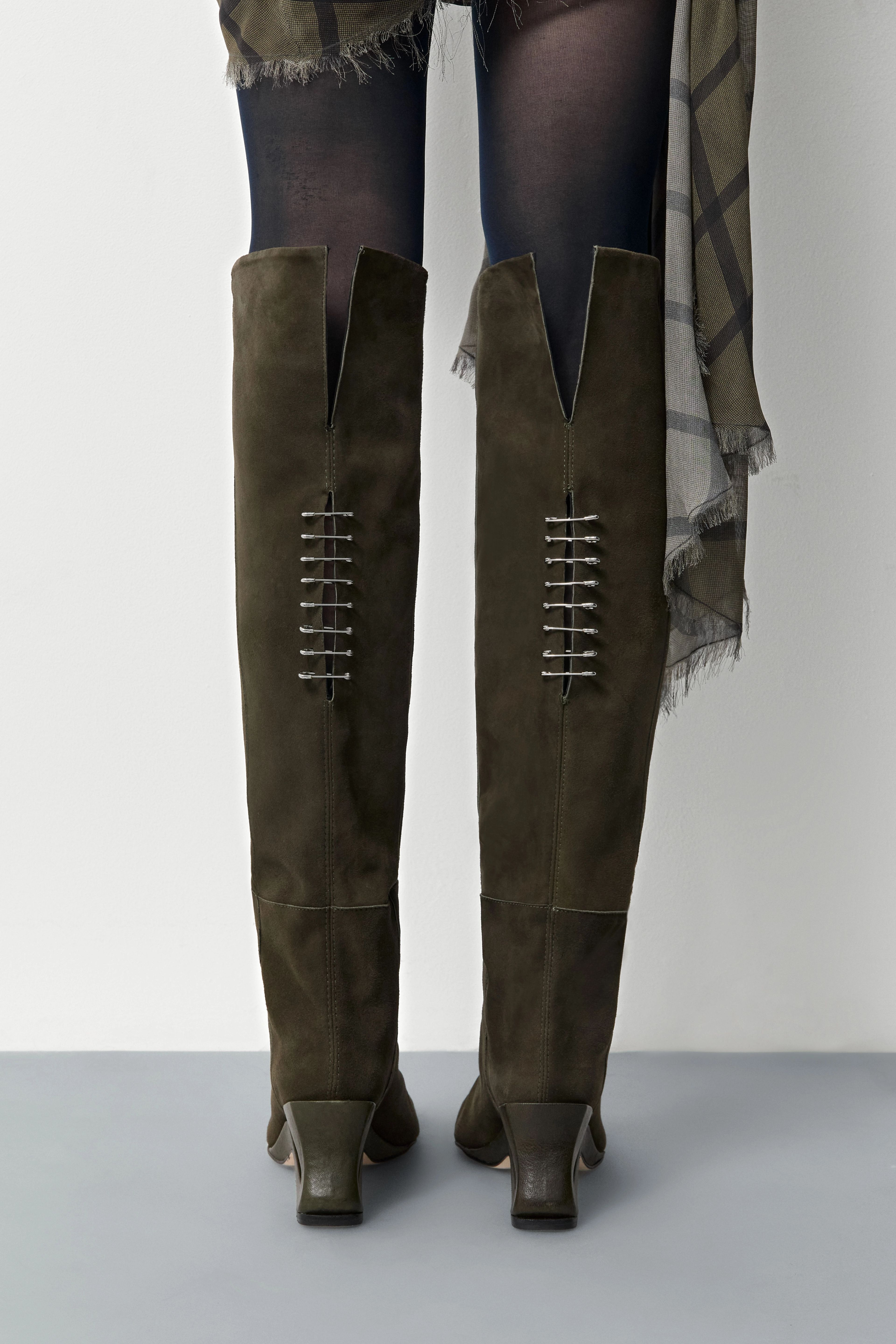 Leny Khaki Suede Tall Boots | Miista | Designed & Handmade in Europe