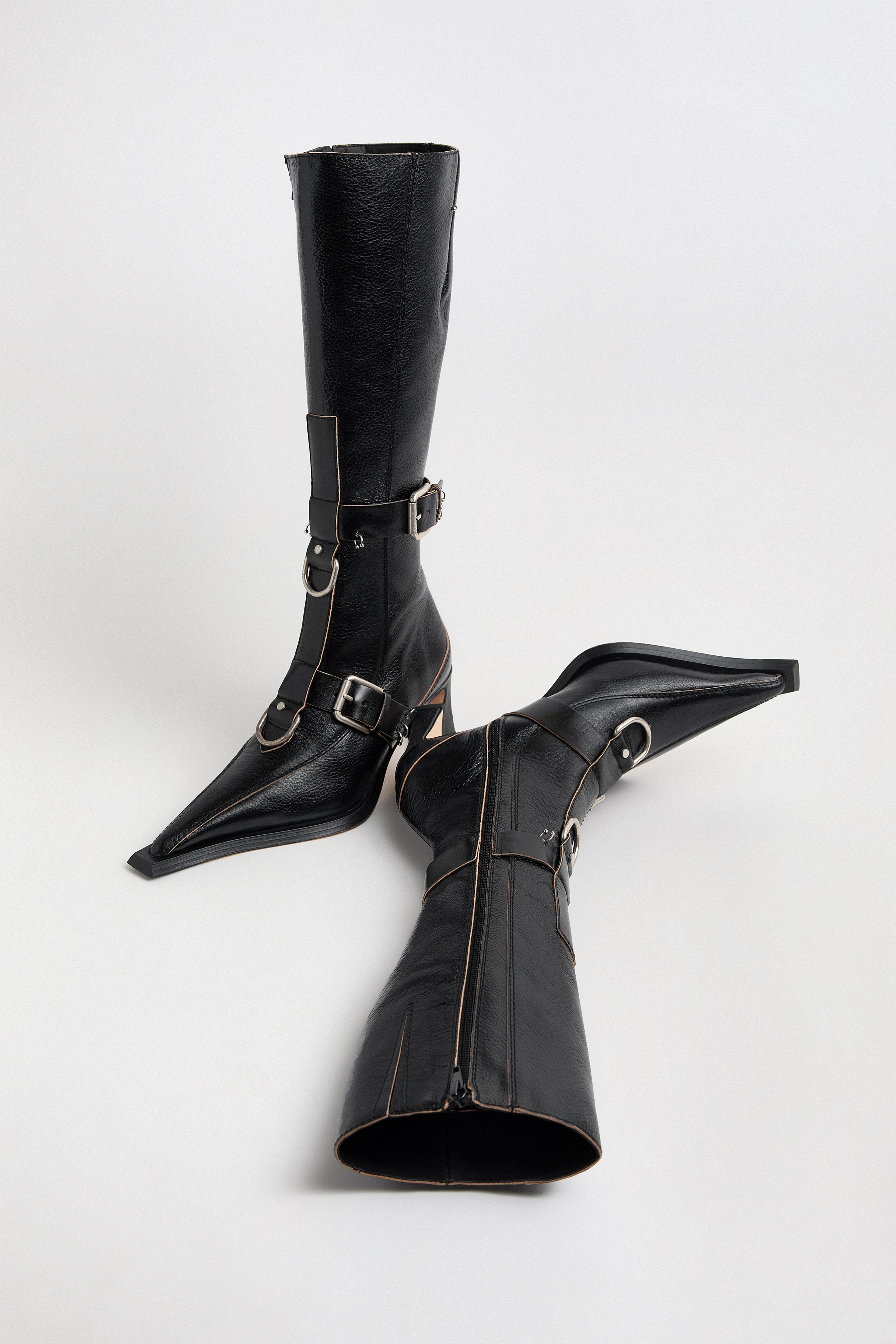 Eliya Black Buckled Tall Boots | Miista | Designed & Handmade in Europe