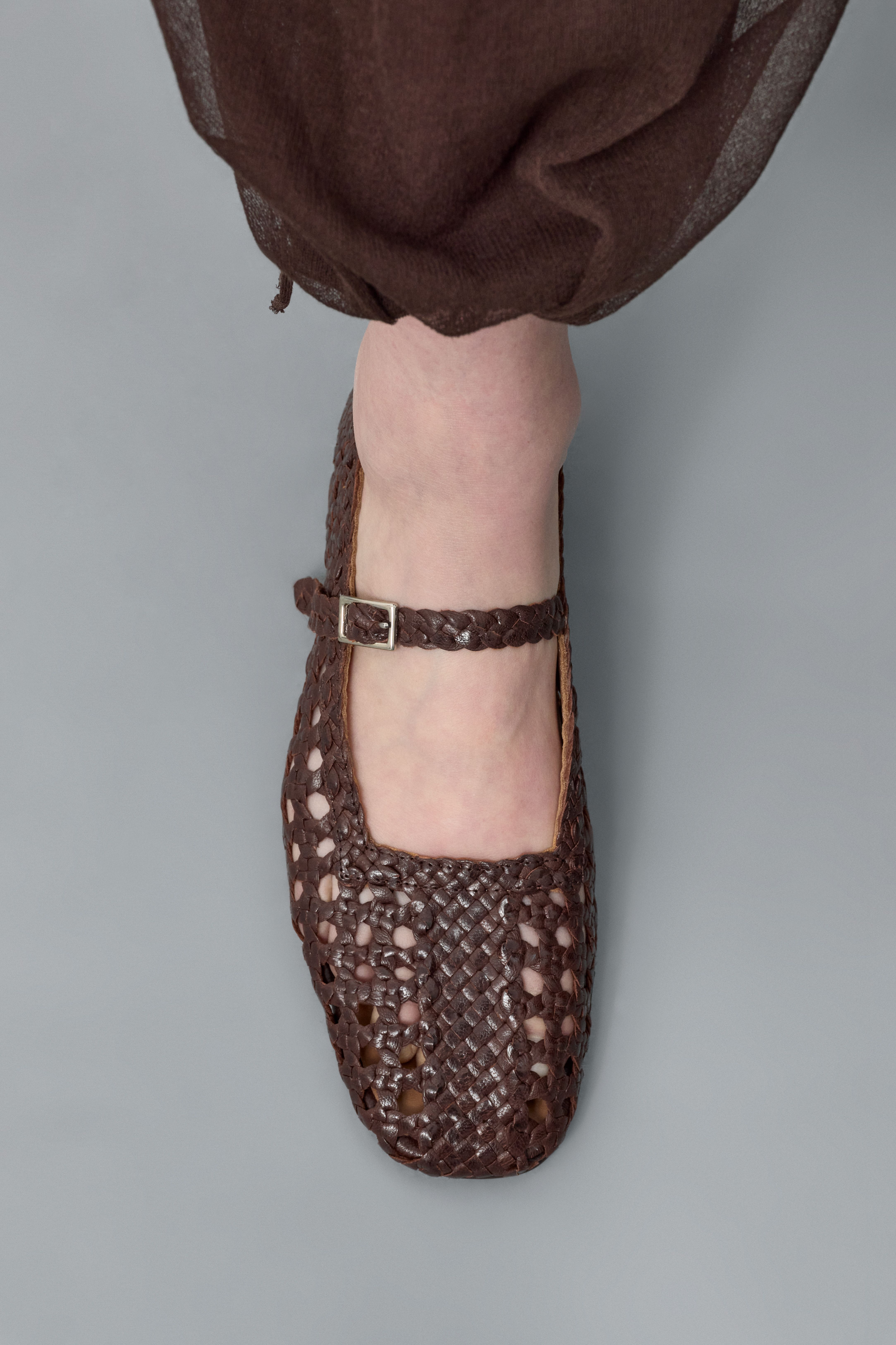 Yeida Ballerinas - Brown Woven Nappa Leather | Miista