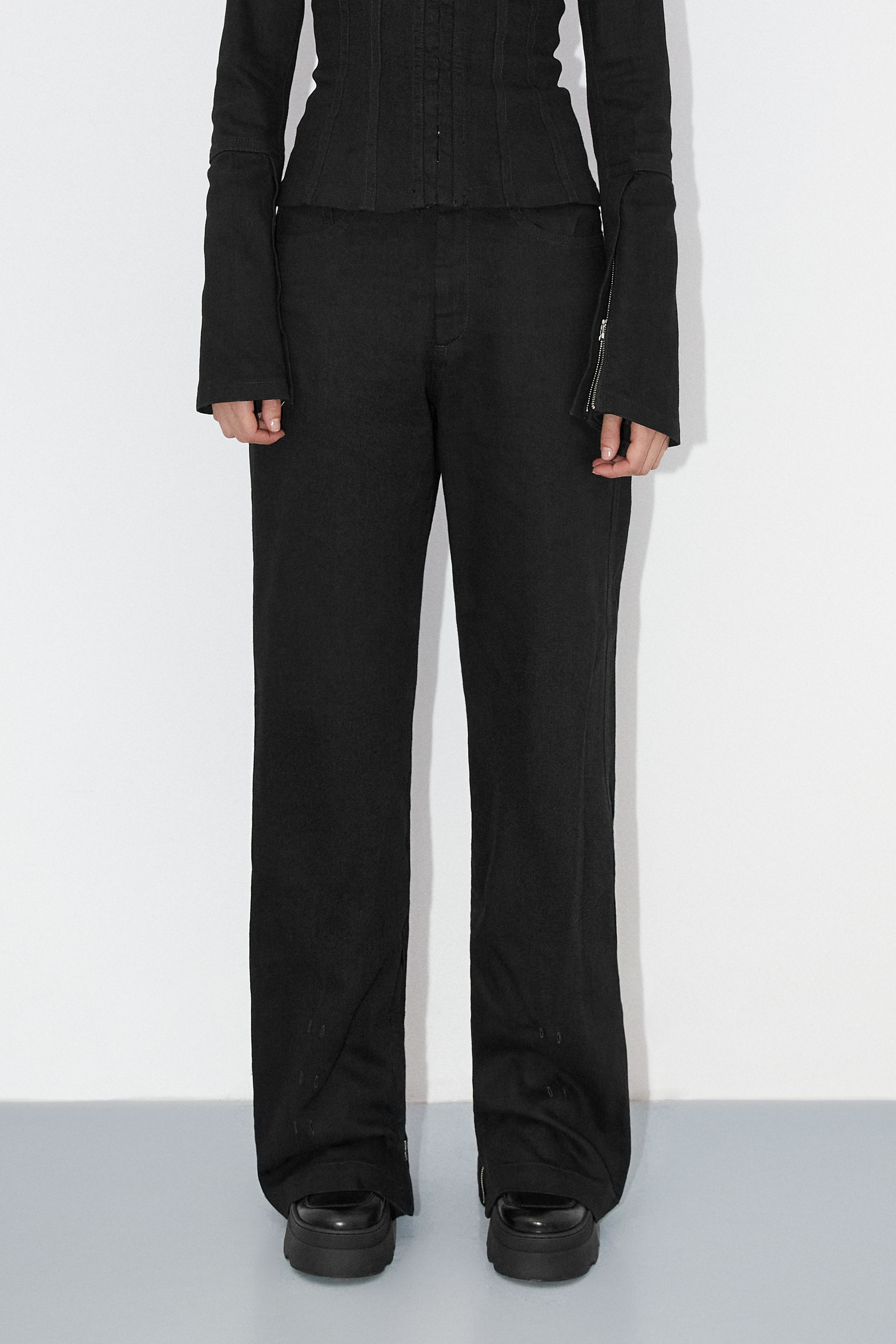 Lotus Black Denim Piercing Trousers | Designed & Handmade in Europe