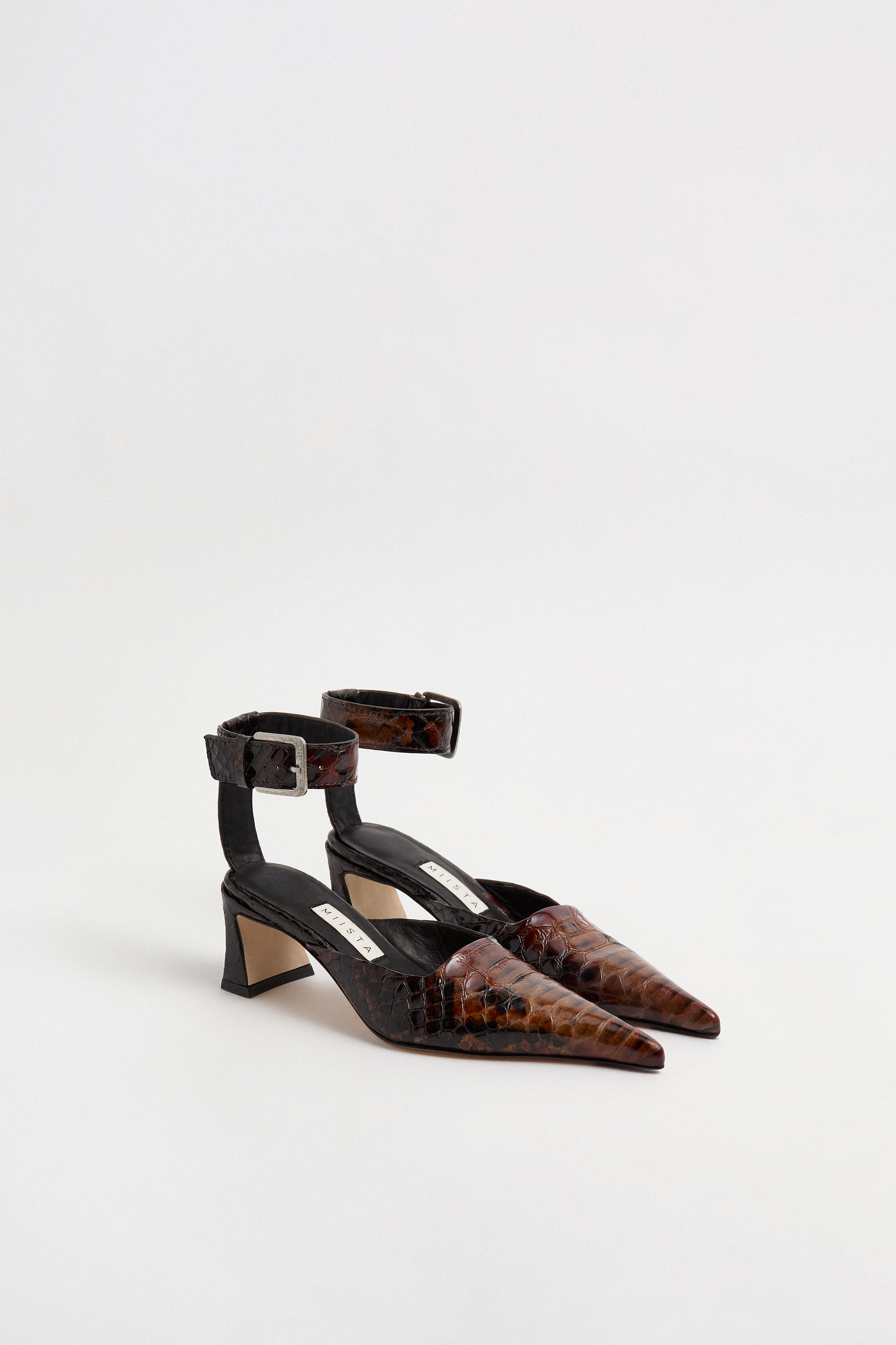 Qori Courts - Tan Snake Embossed Leather | Miista | Designed & Handmade in Europe