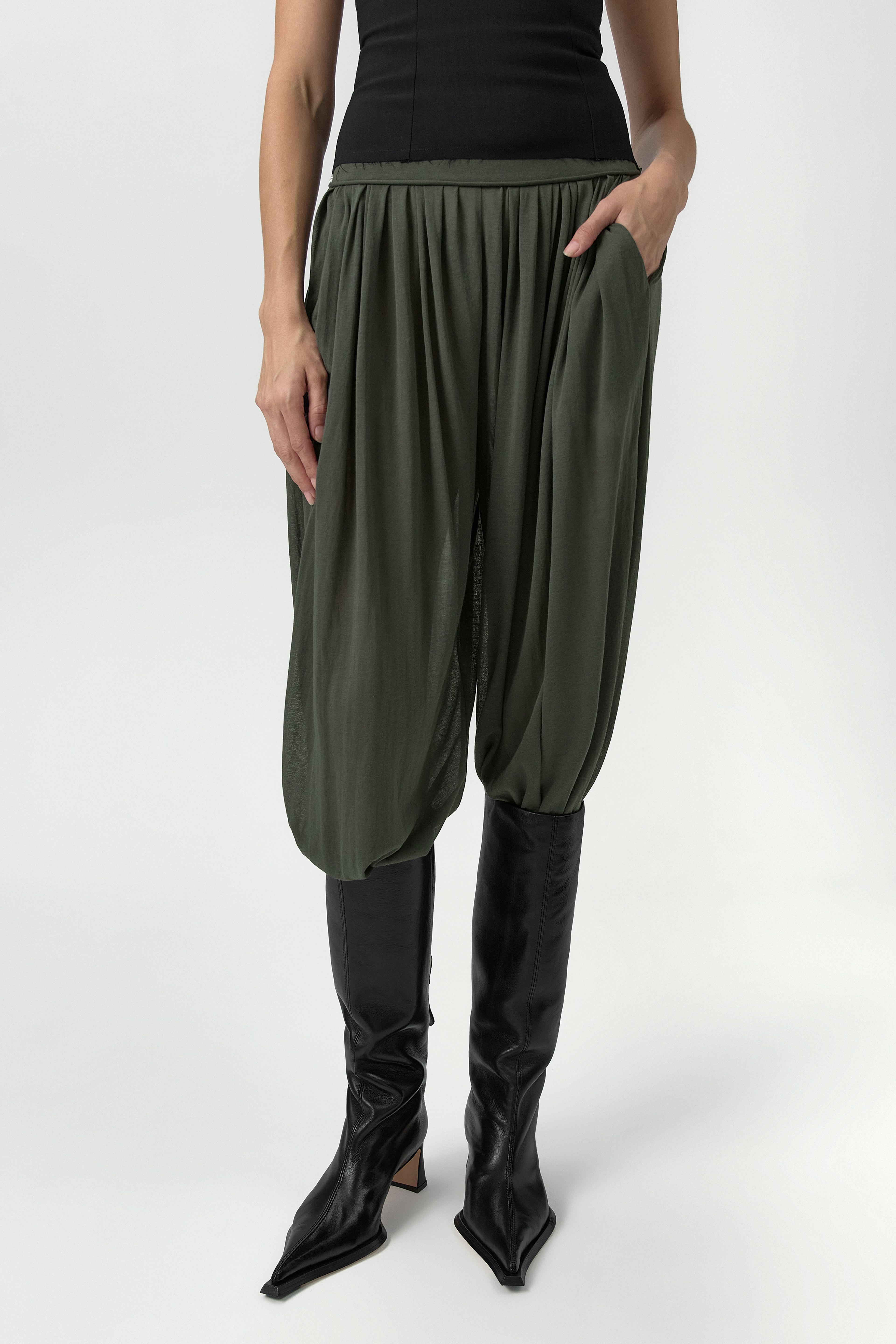 Oliver Trousers - Khaki Cotton Blend | Miista | Designed & Handmade in Europe