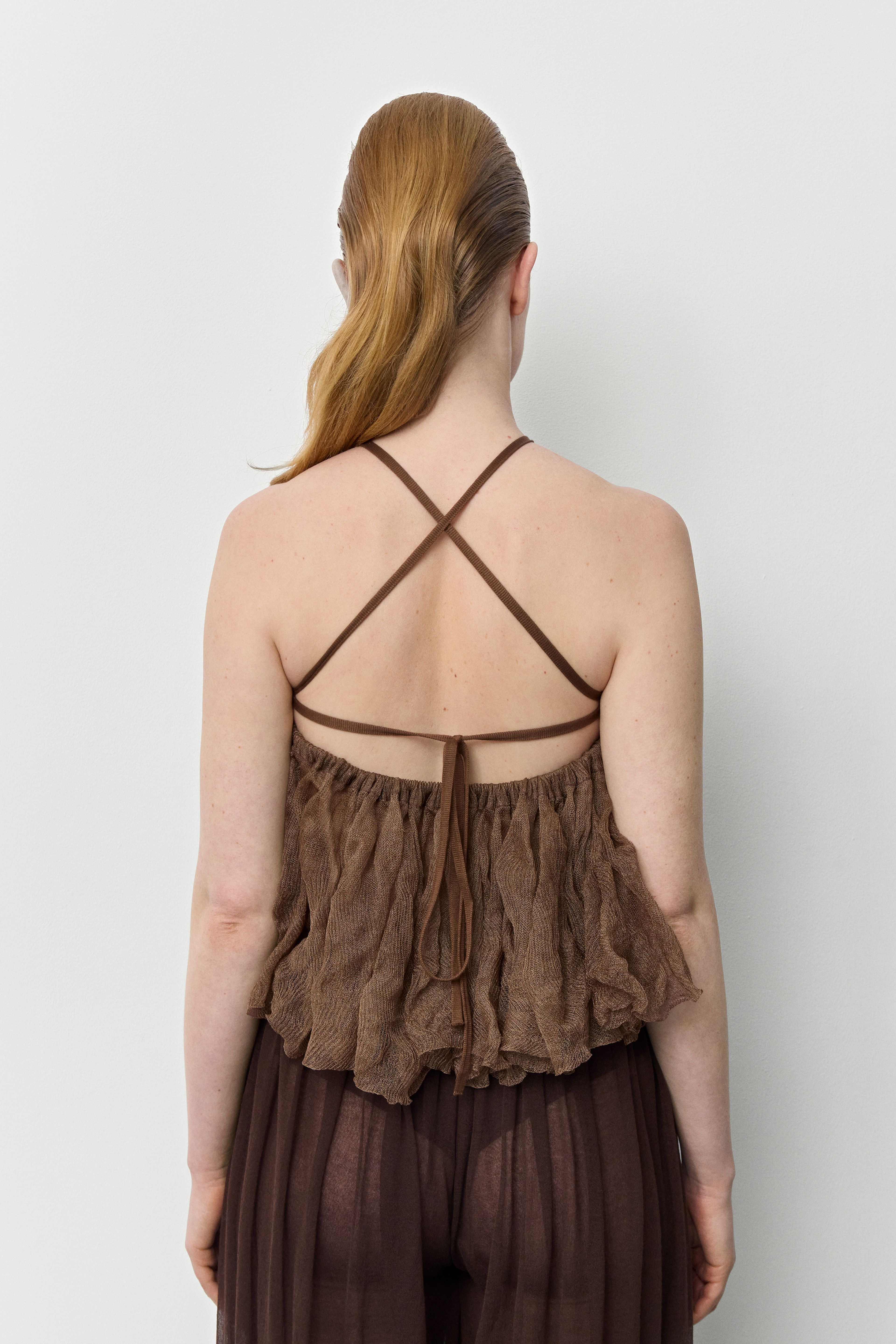 Vee Dark Brown Knitted Ruffle | Miista | Designed & Handmade in Europe