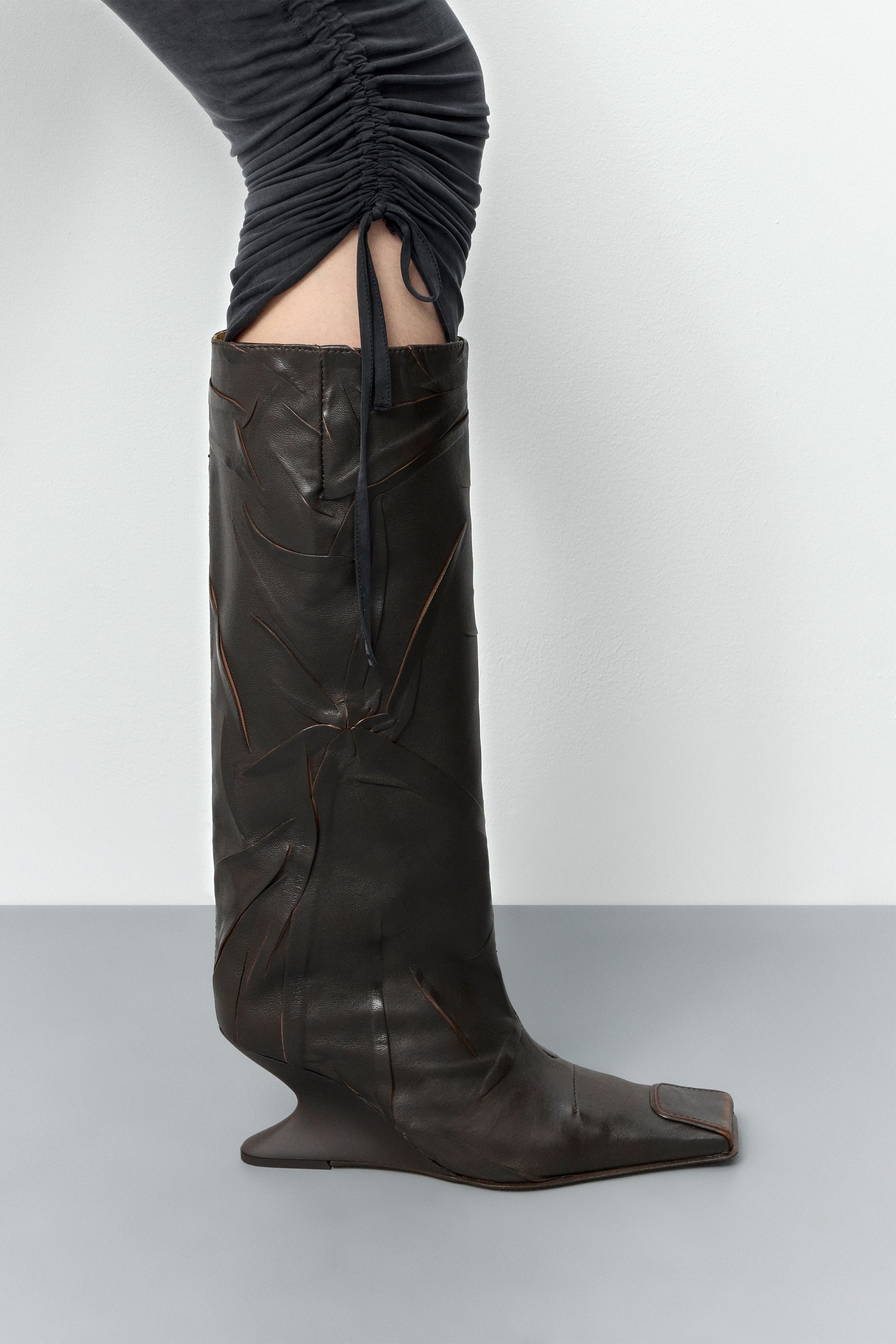 Ayleen Boots - Brown Wrinkled Leather | Miista