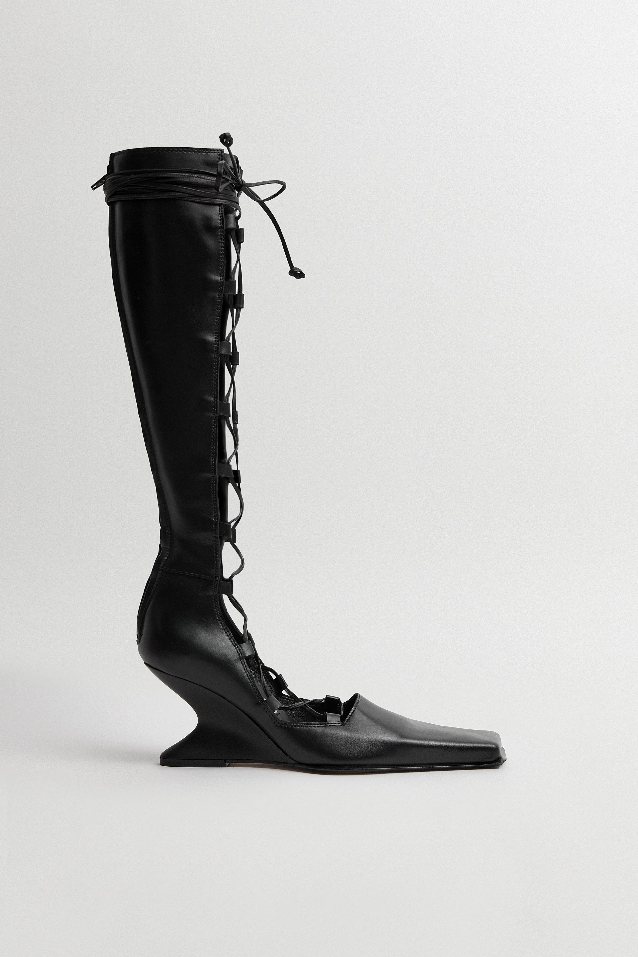 Lena Black Lace Up Wedge Courts | Miista | Designed & Handmade in Europe