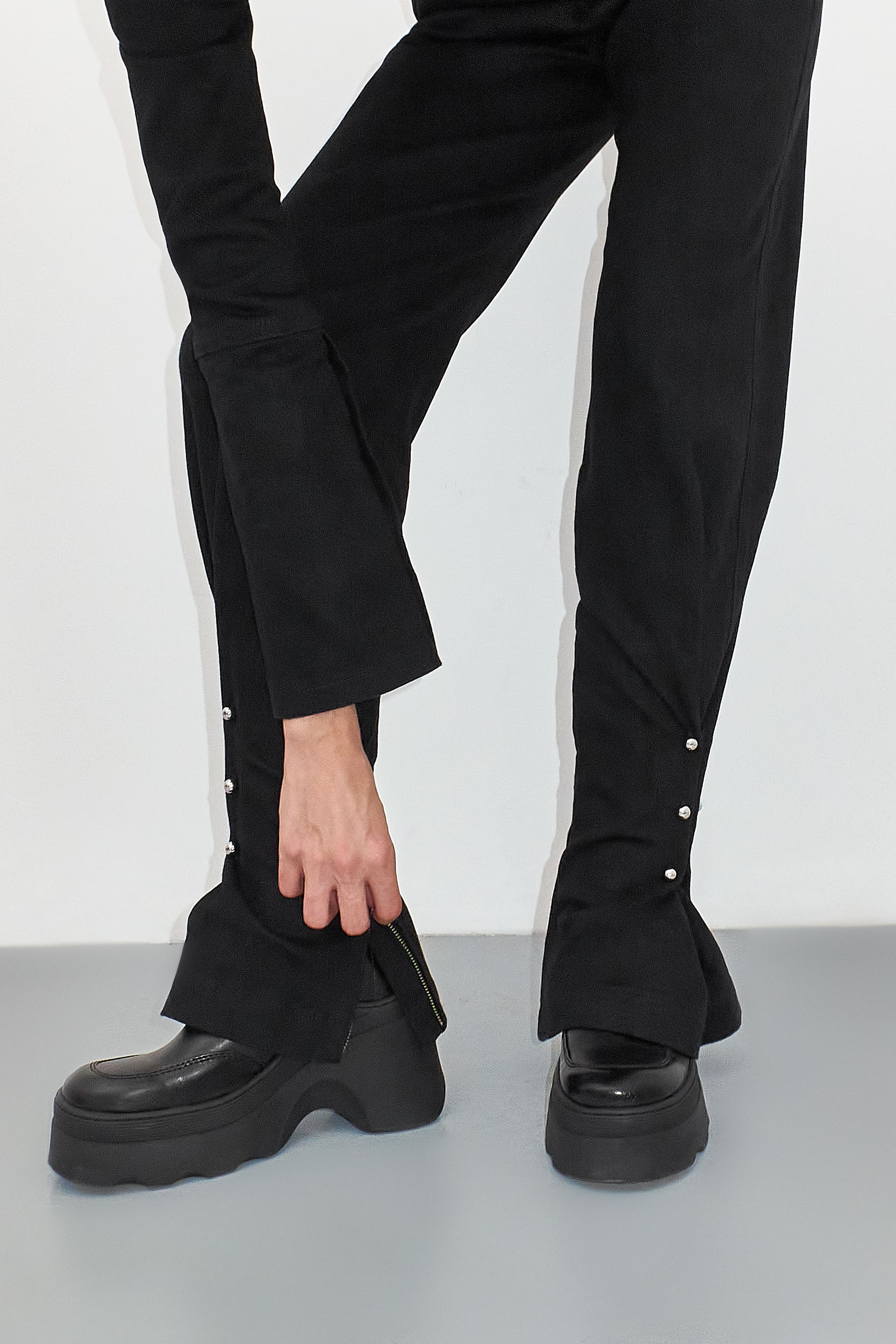 Lotus Black Denim Piercing Trousers | Designed & Handmade in Europe
