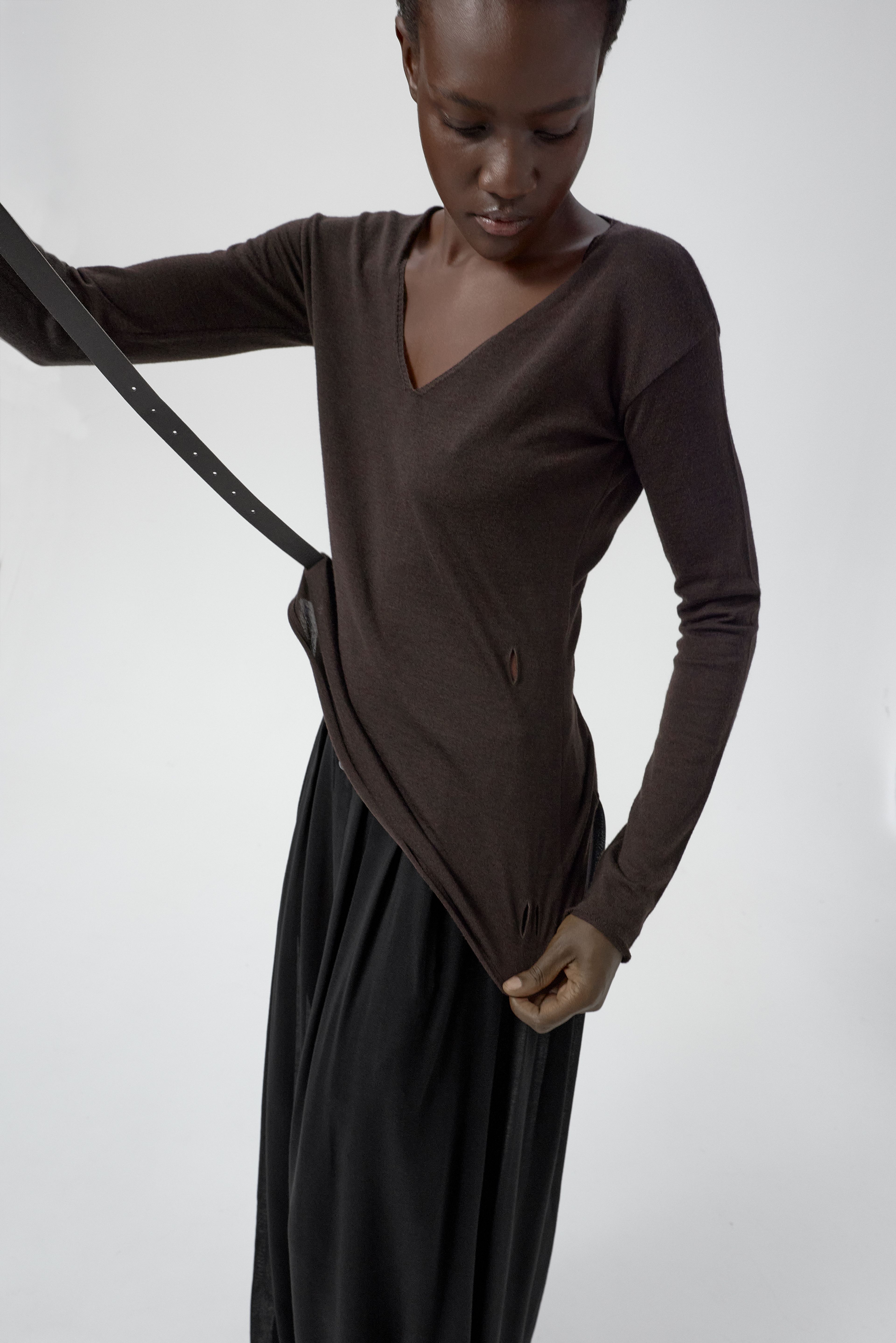 Yoko Jumper - Brown Extra Fine Merino Knit | Miista | Designed & Handmade in Europe