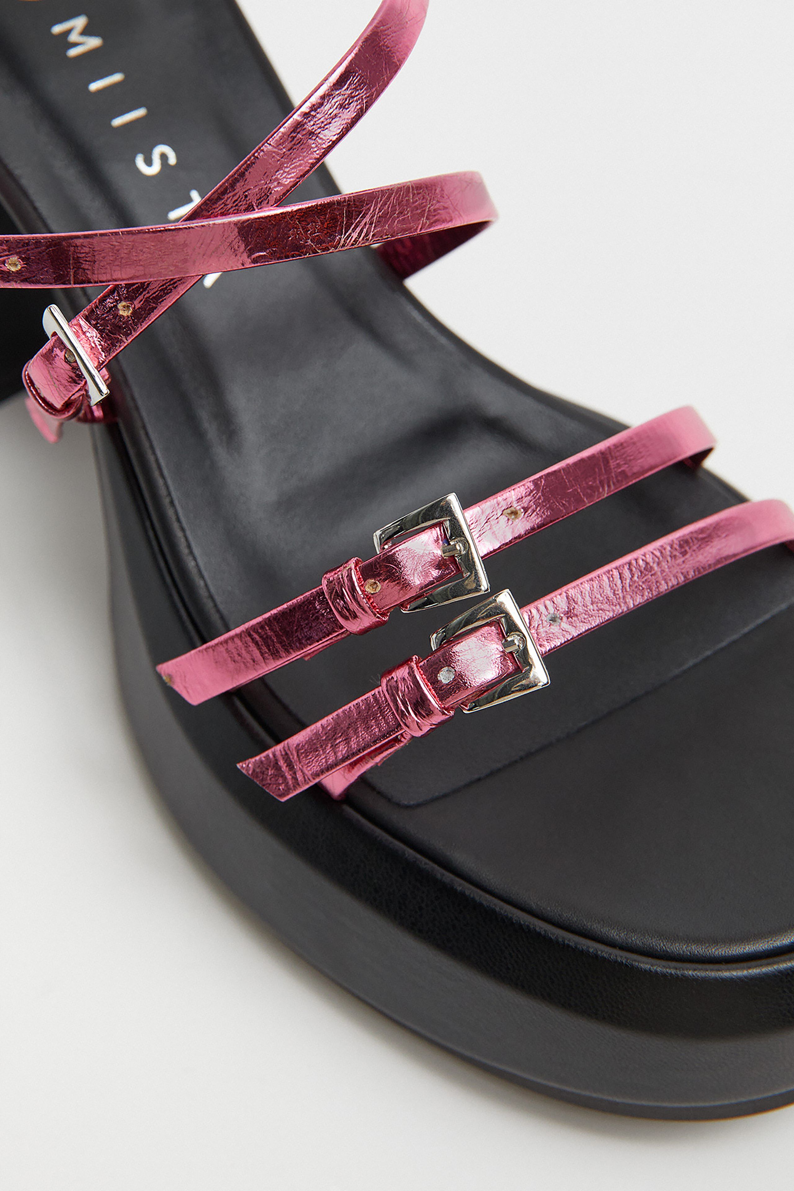 Nara Pink Metallic Sandals | Miista