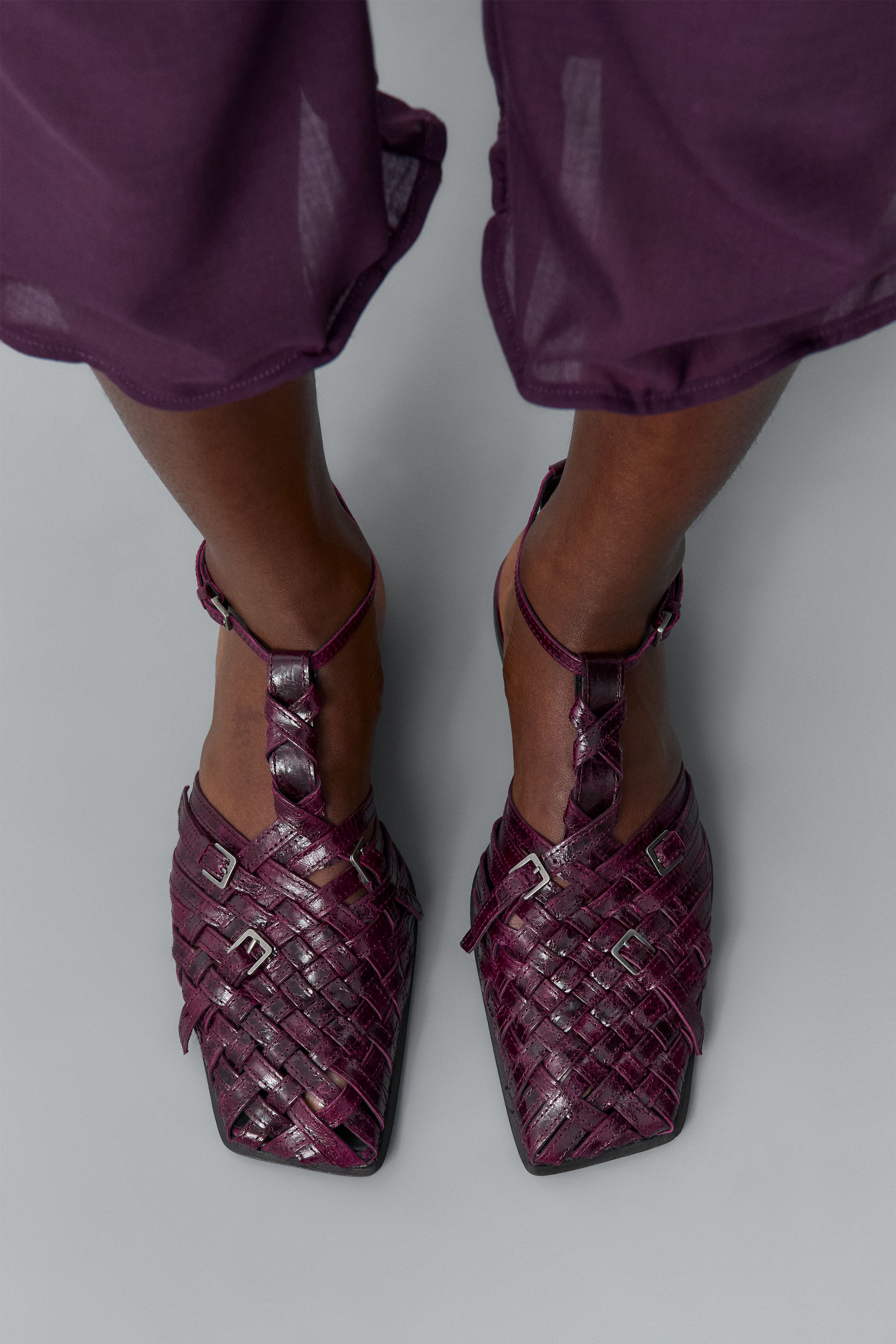 Mayra Purple Woven Leather Sandals | Miista | Designed & Handmade in Europe