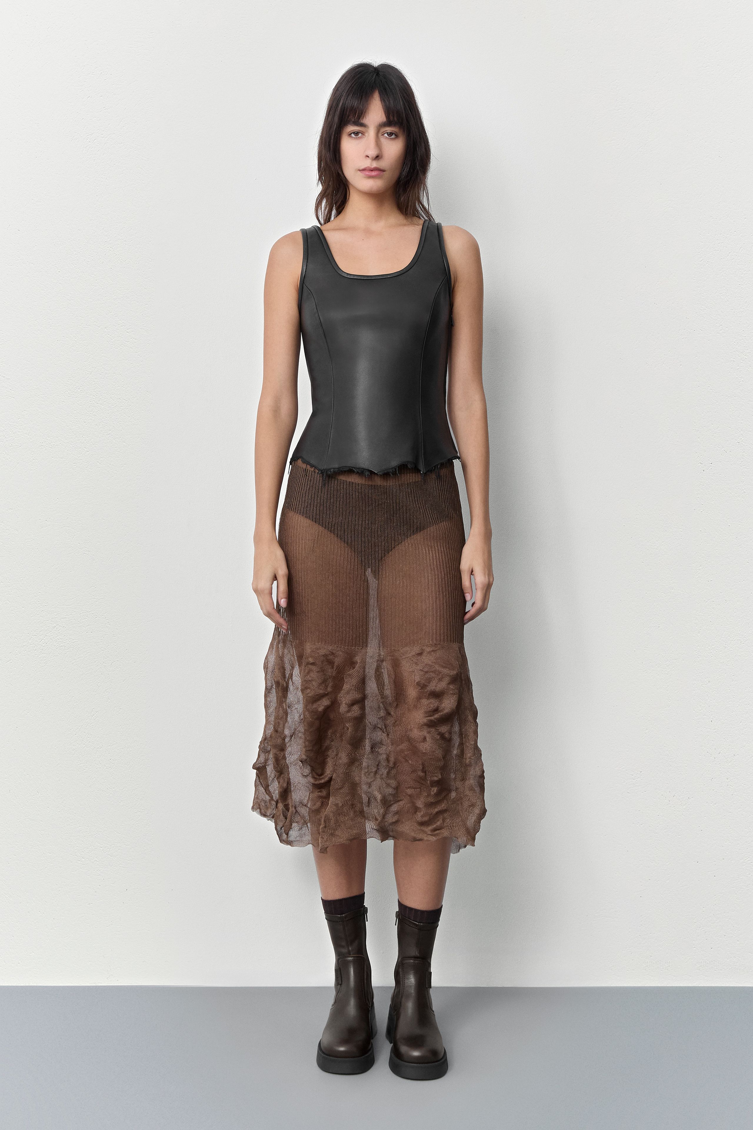 Oliana Boots - Brown Stretch Leather | Miista