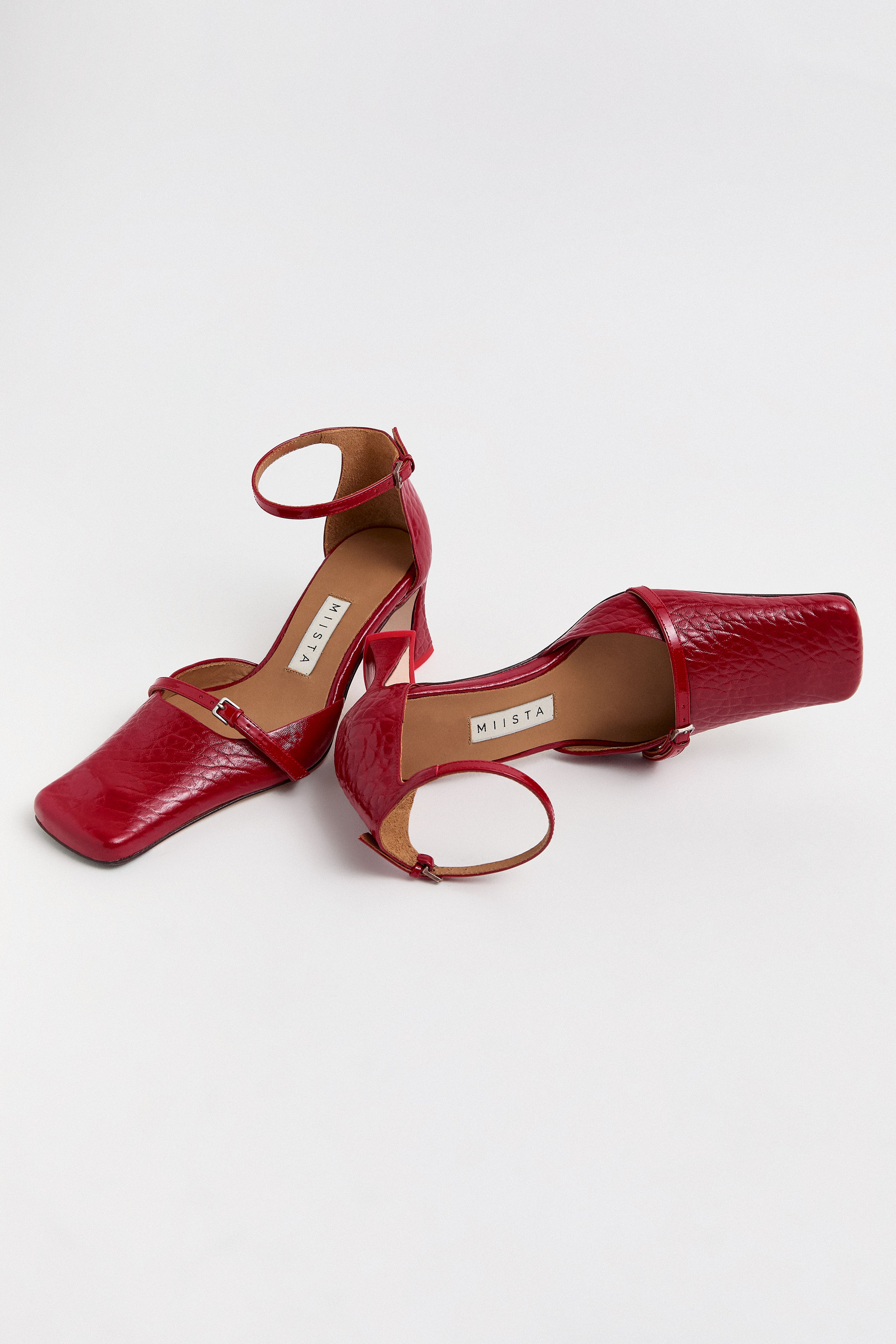 Agna Red Mini Buckled Mary Jane Court Shoes | Miista | Designed & Handmade in Europe