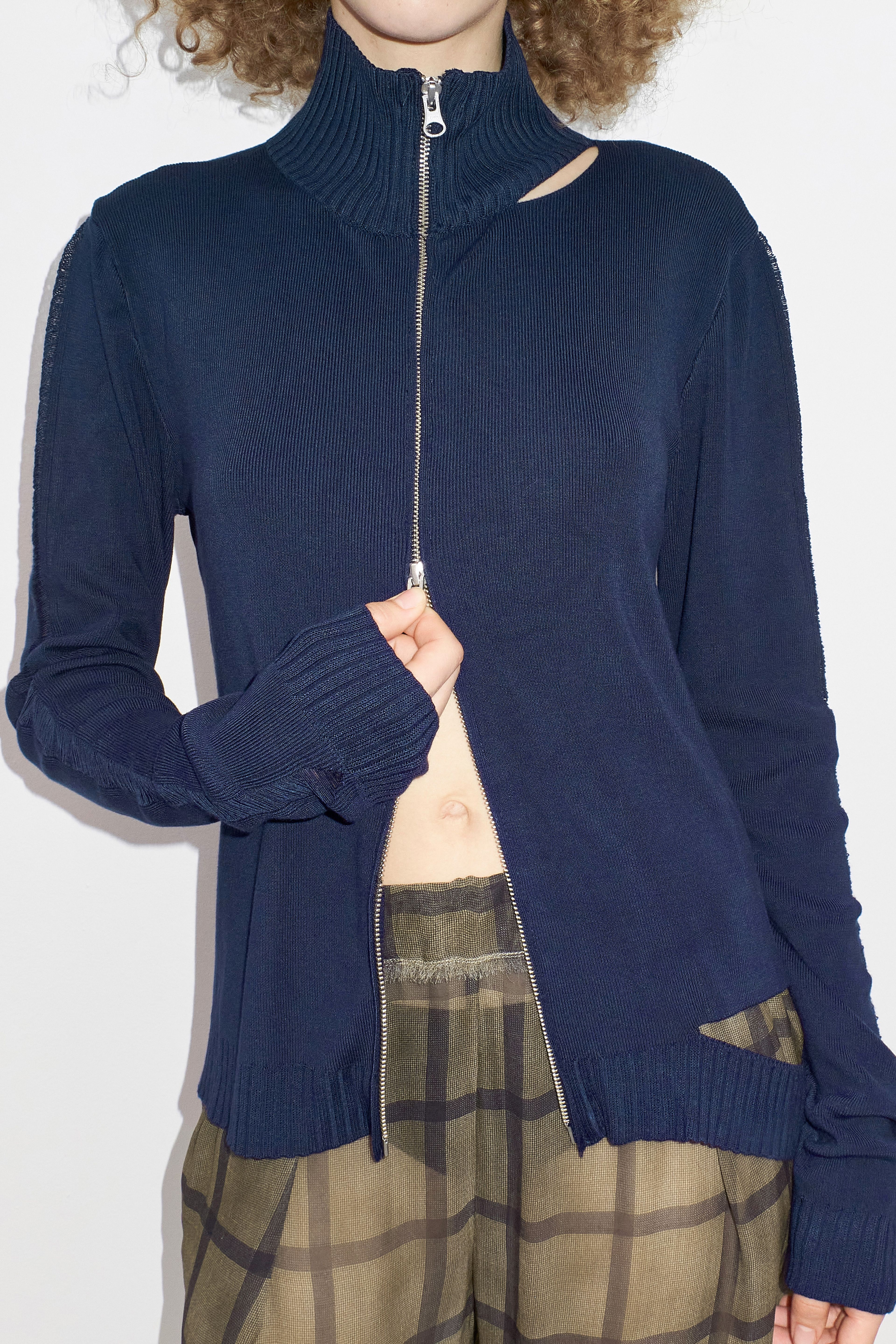 Fauna Navy Zipper Knit Jacket | Miista | Designed & Handmade in Europe