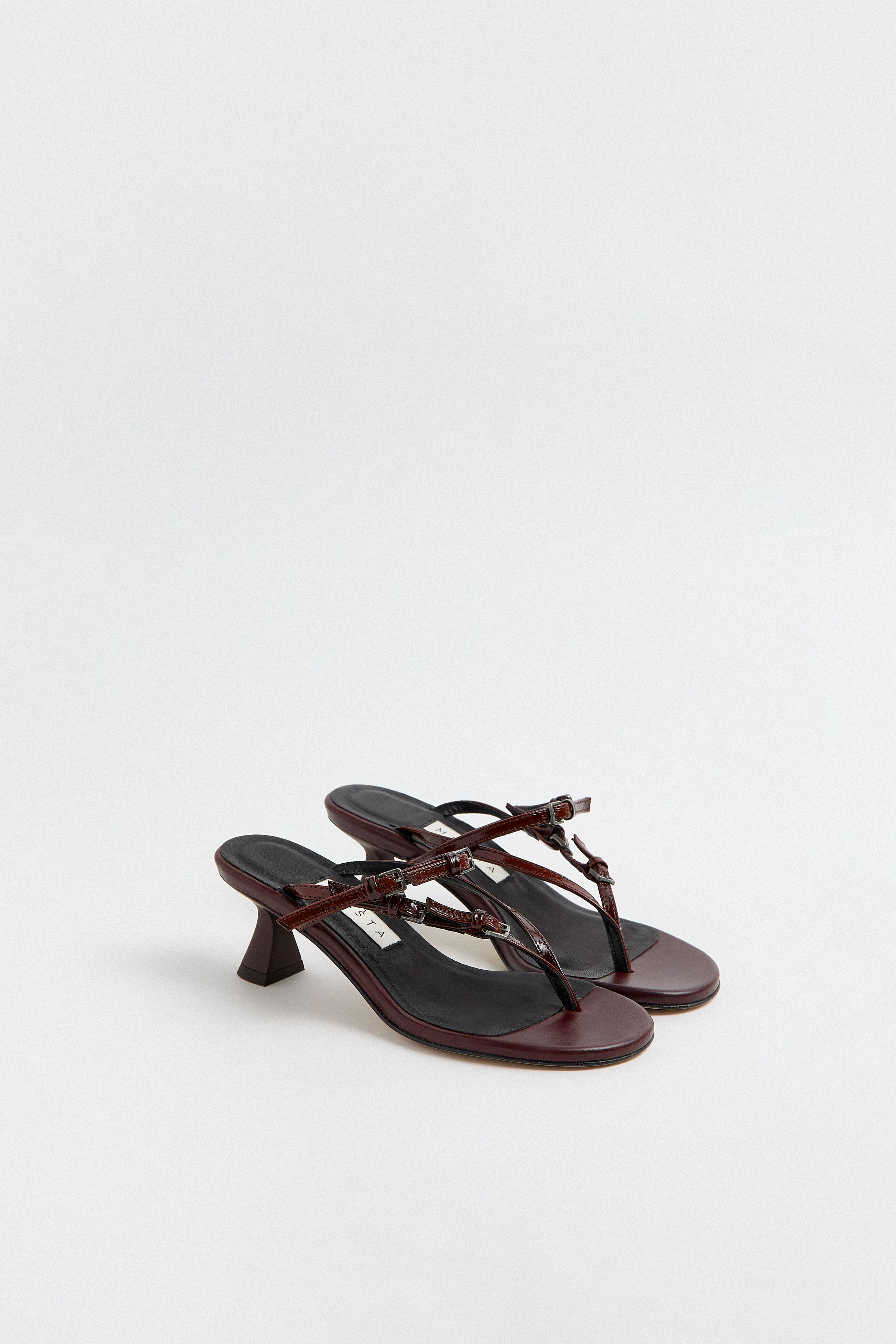 Abisai Burgundy Mini Buckled Sandals | Miista | Designed & Handmade in Europe