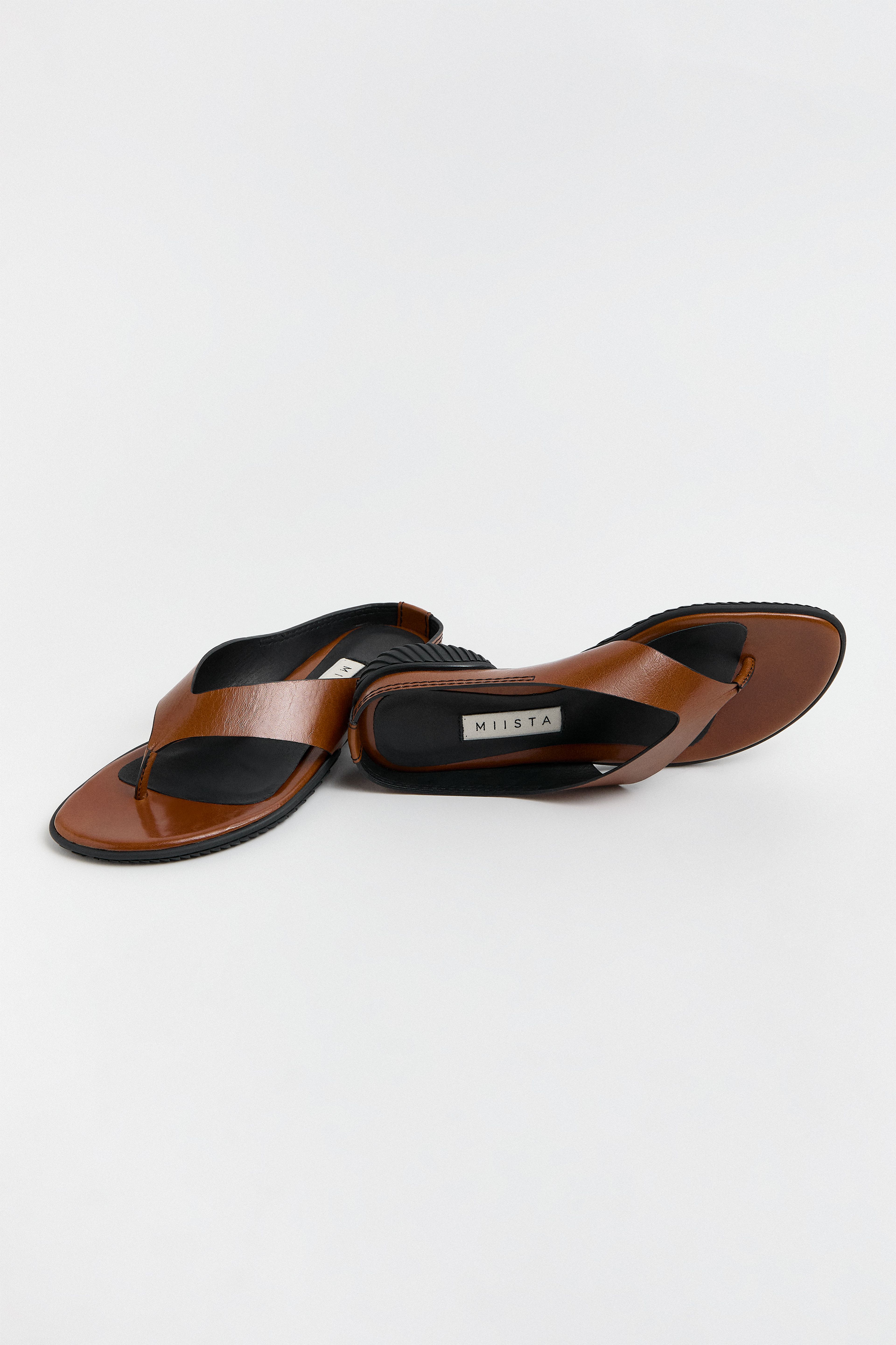 Punet Tan Thonge Flat Sandals | Miista | Designed & Handmade in Europe