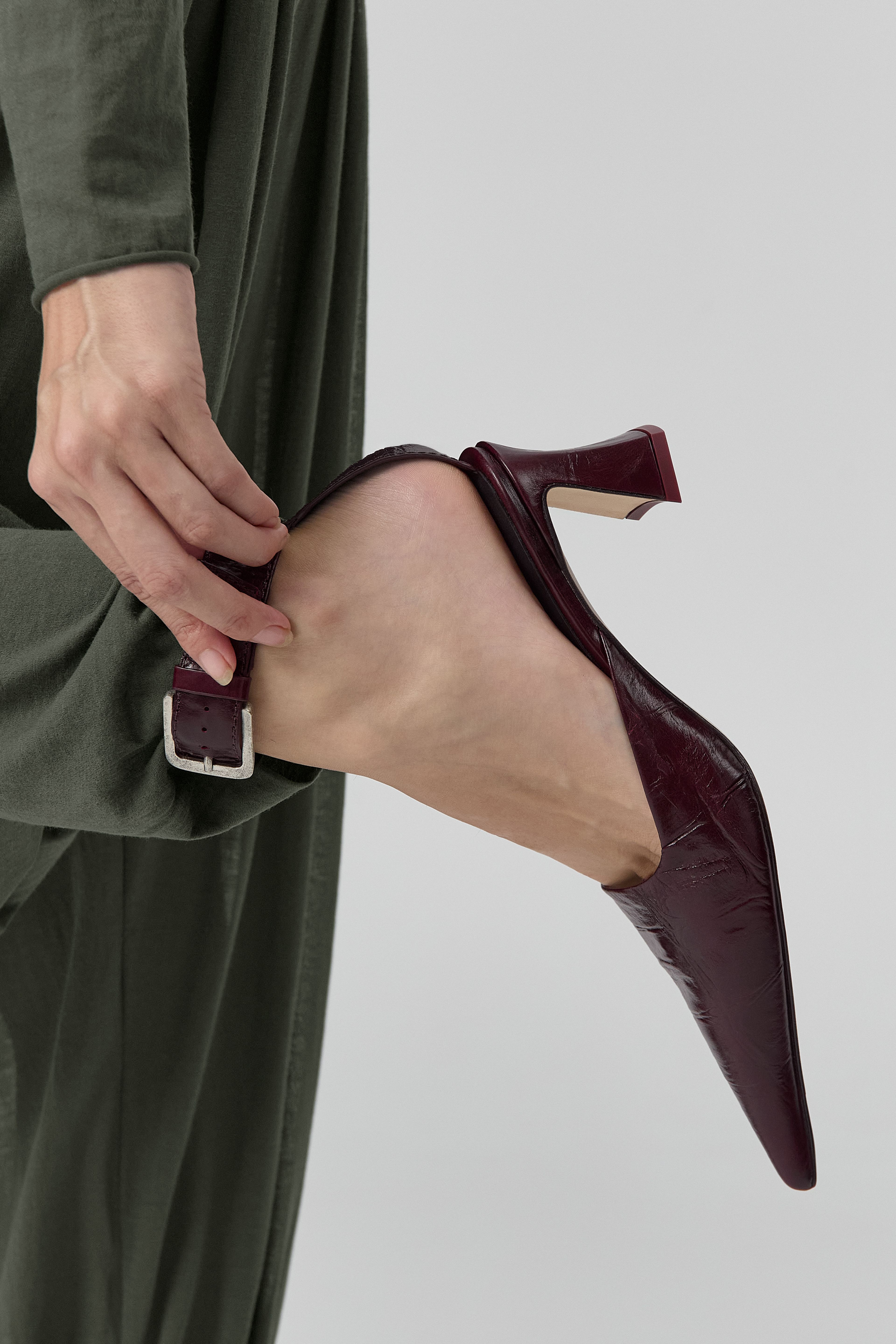 Qori Courts - Plum Croc Embossed Leather | Miista | Designed & Handmade in Europe