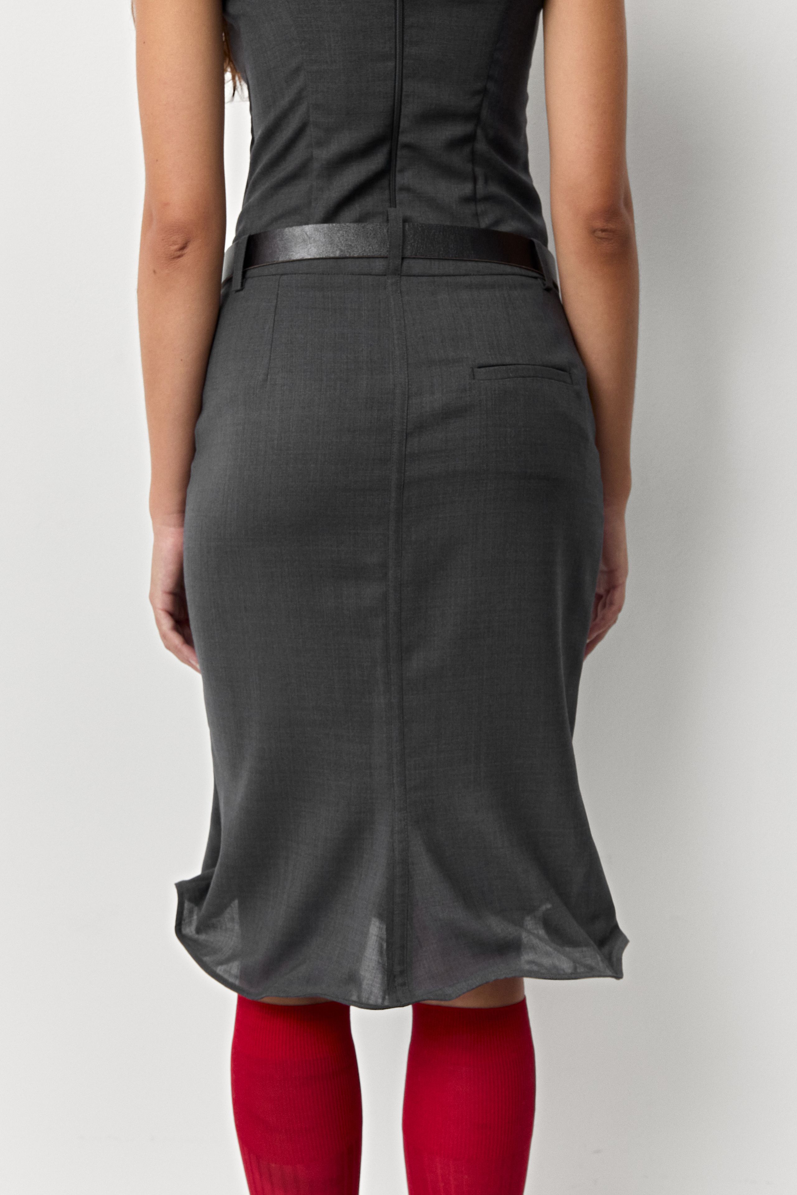 Patty Cement Grey Midi Skirt | Miista | Designed & Handmade in Europe