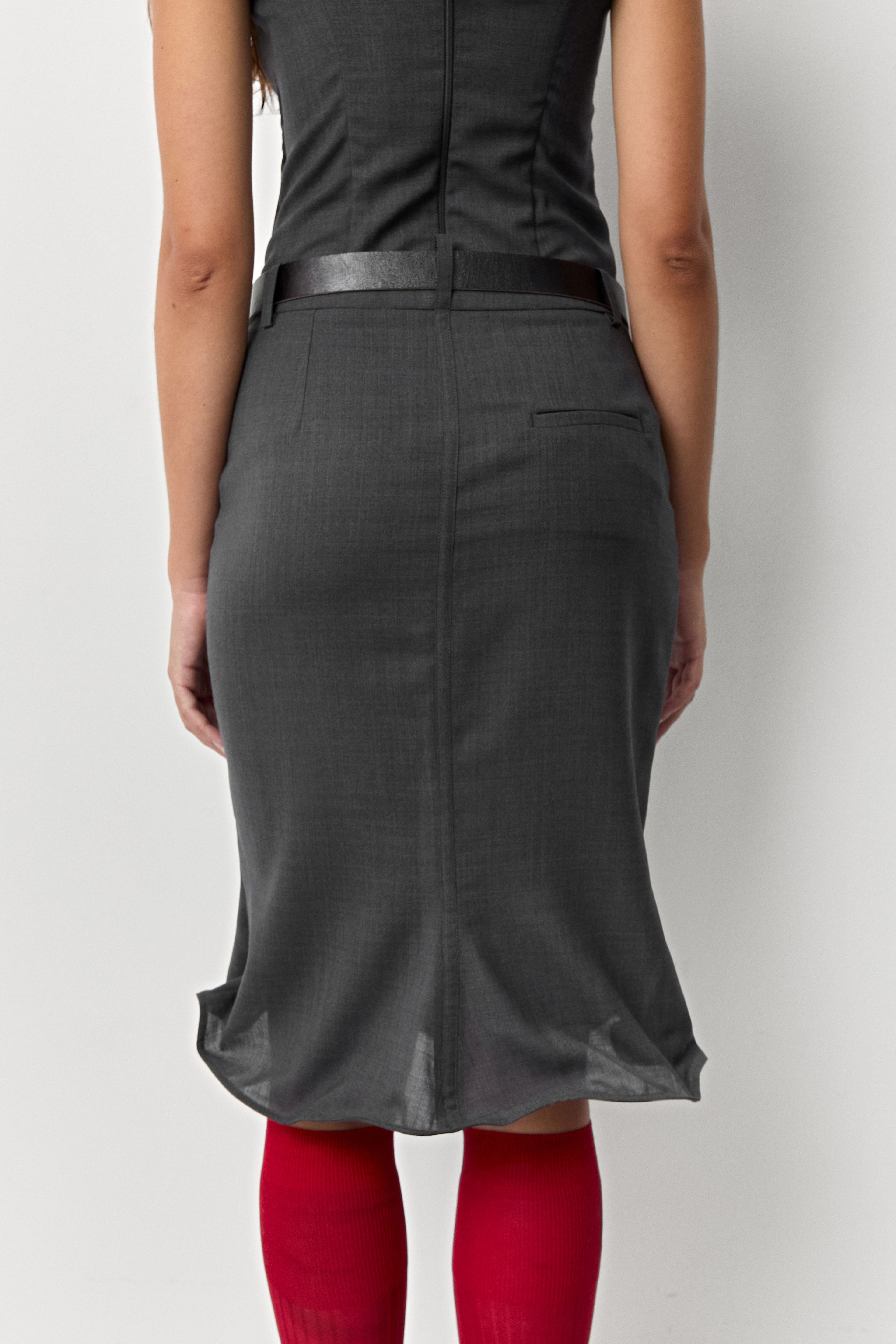 Patty Cement Grey Midi Skirt | Miista | Designed & Handmade in Europe