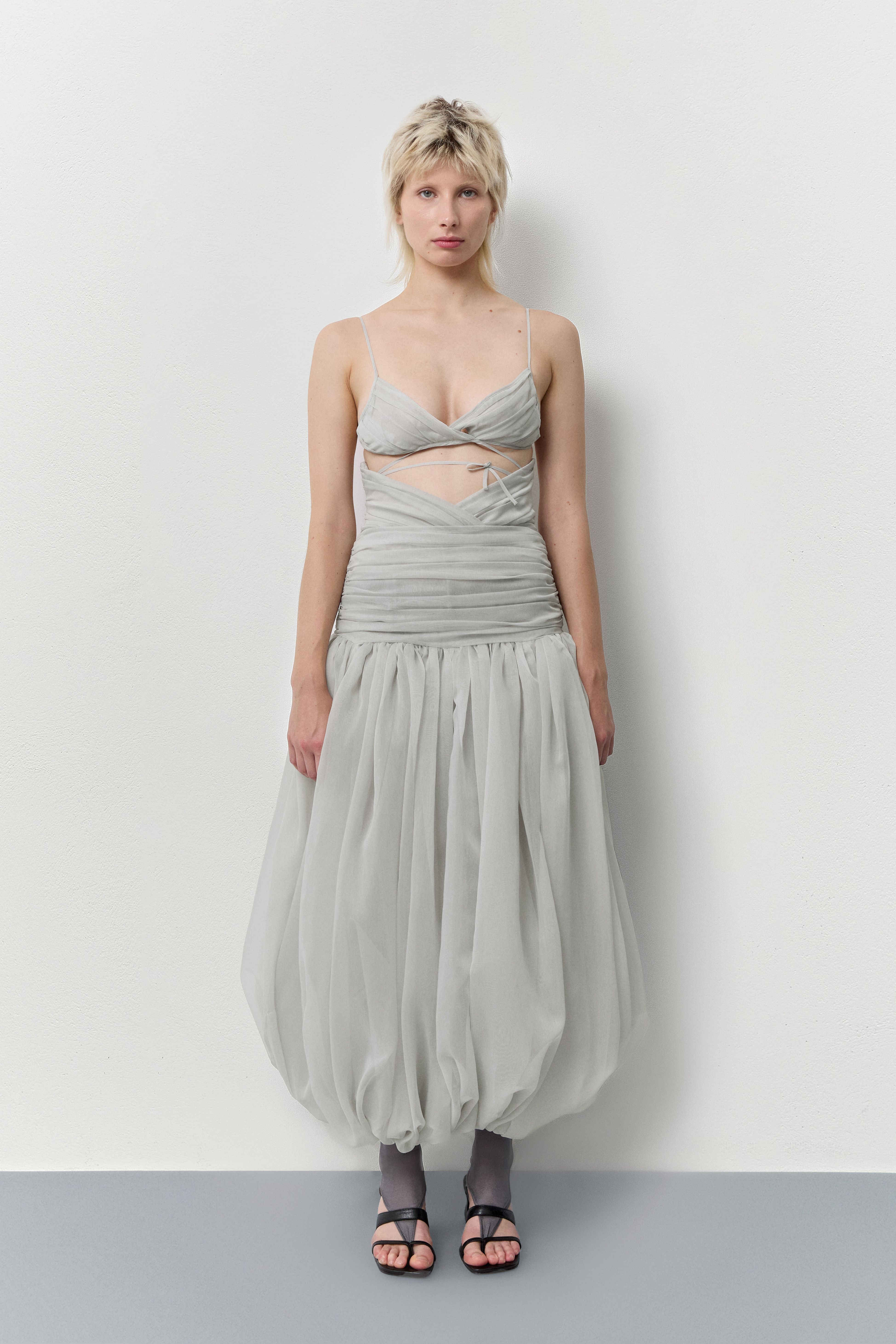 Adrienne Skirt - Pearl Grey Balloon Sheer | Miista