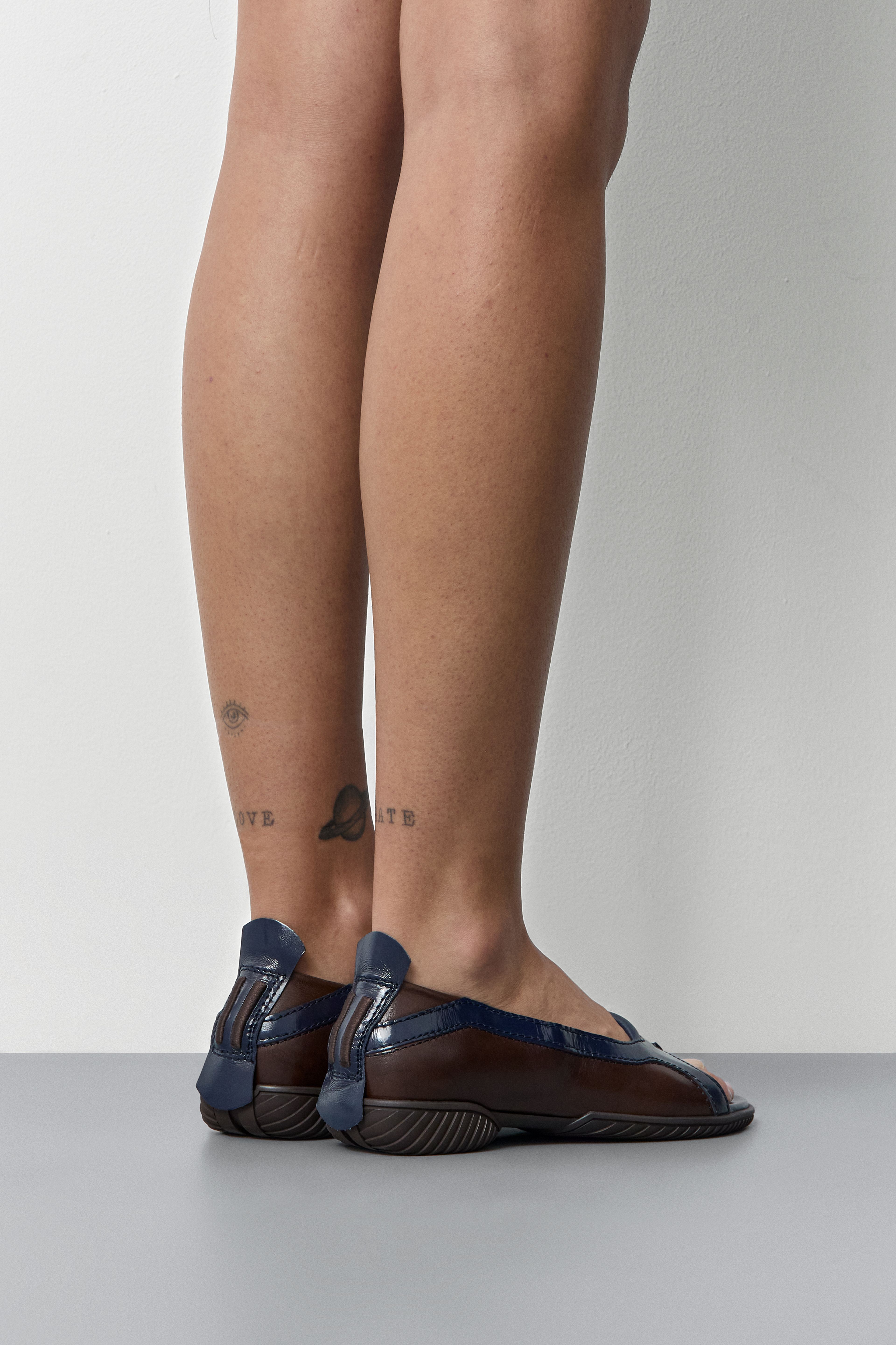 Loma Brown and Navy Thonge Ballerinas | Miista | Designed & Handmade in Europe