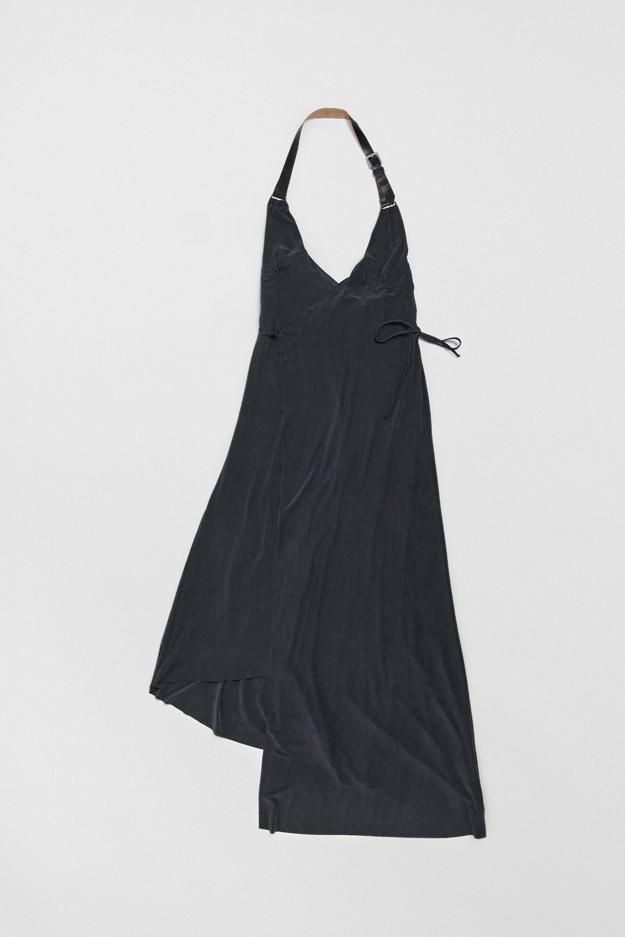 Miista Cira Black Cupro Halter Dress