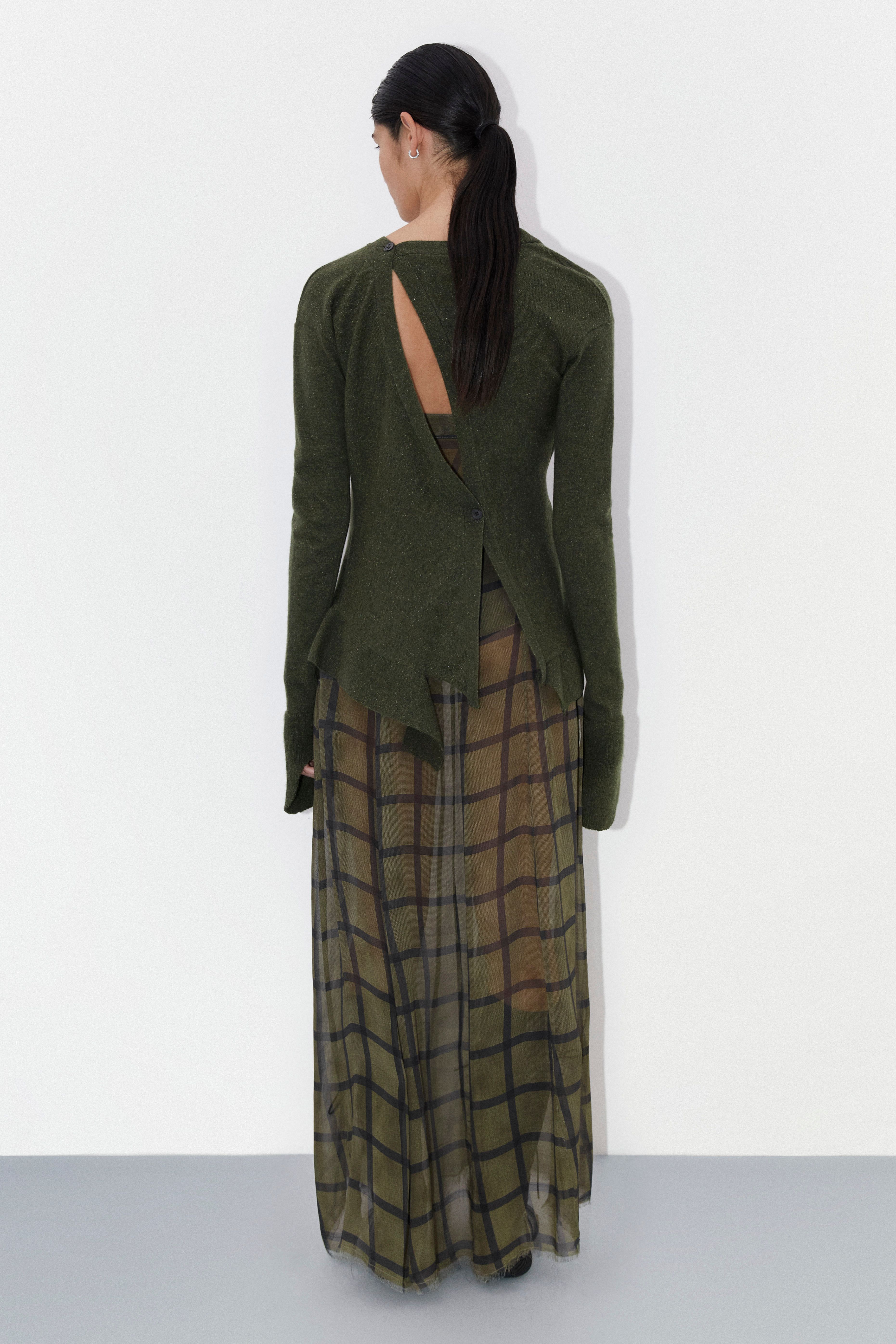 Dhesa Cardigan - Khaki Cashmere Wool Blend | Miista