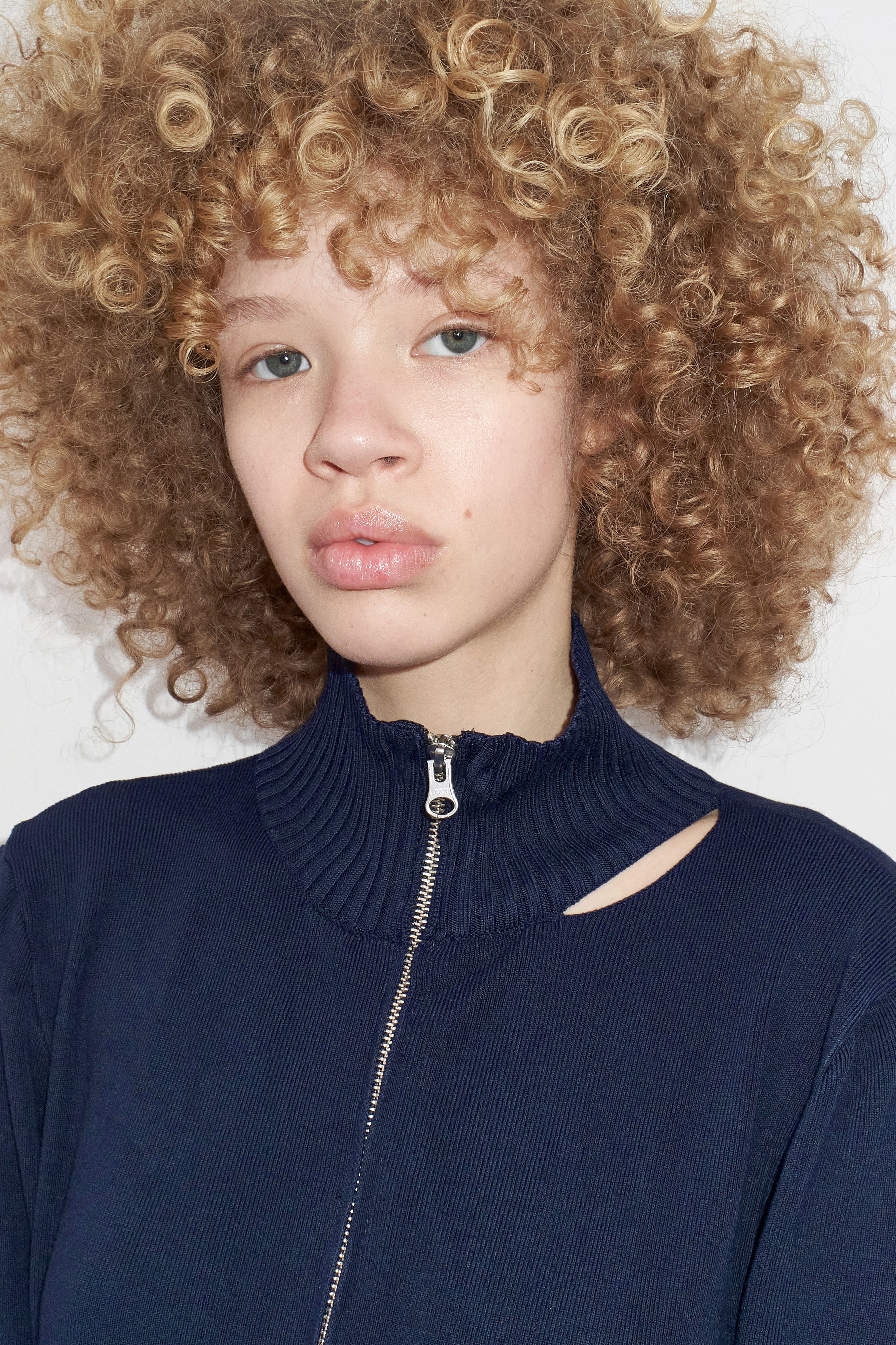 Fauna Navy Zipper Knit Jacket | Miista | Designed & Handmade in Europe