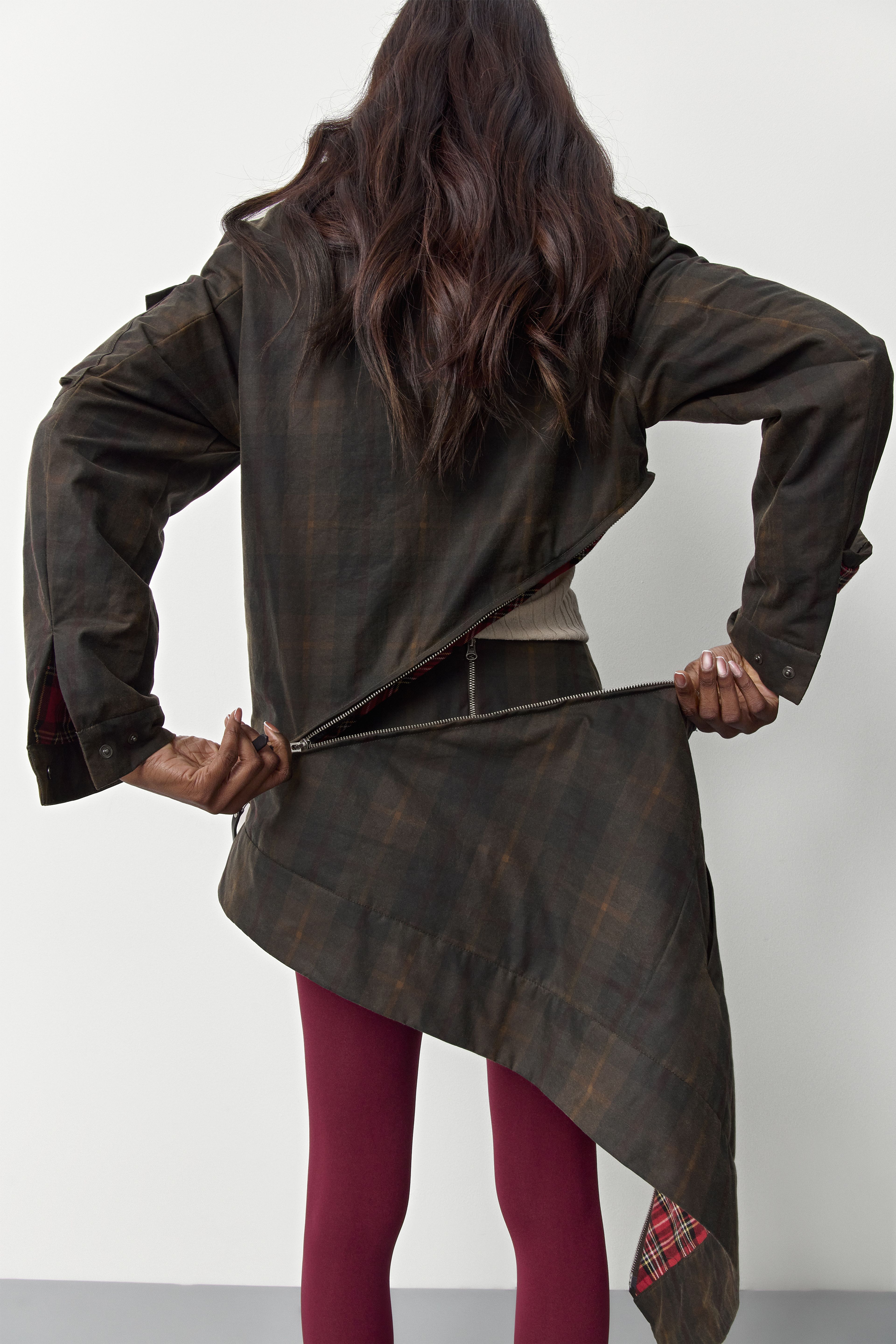 Marla Brown Checked Detachable Jacket | Miista | Designed & Handmade in Europe