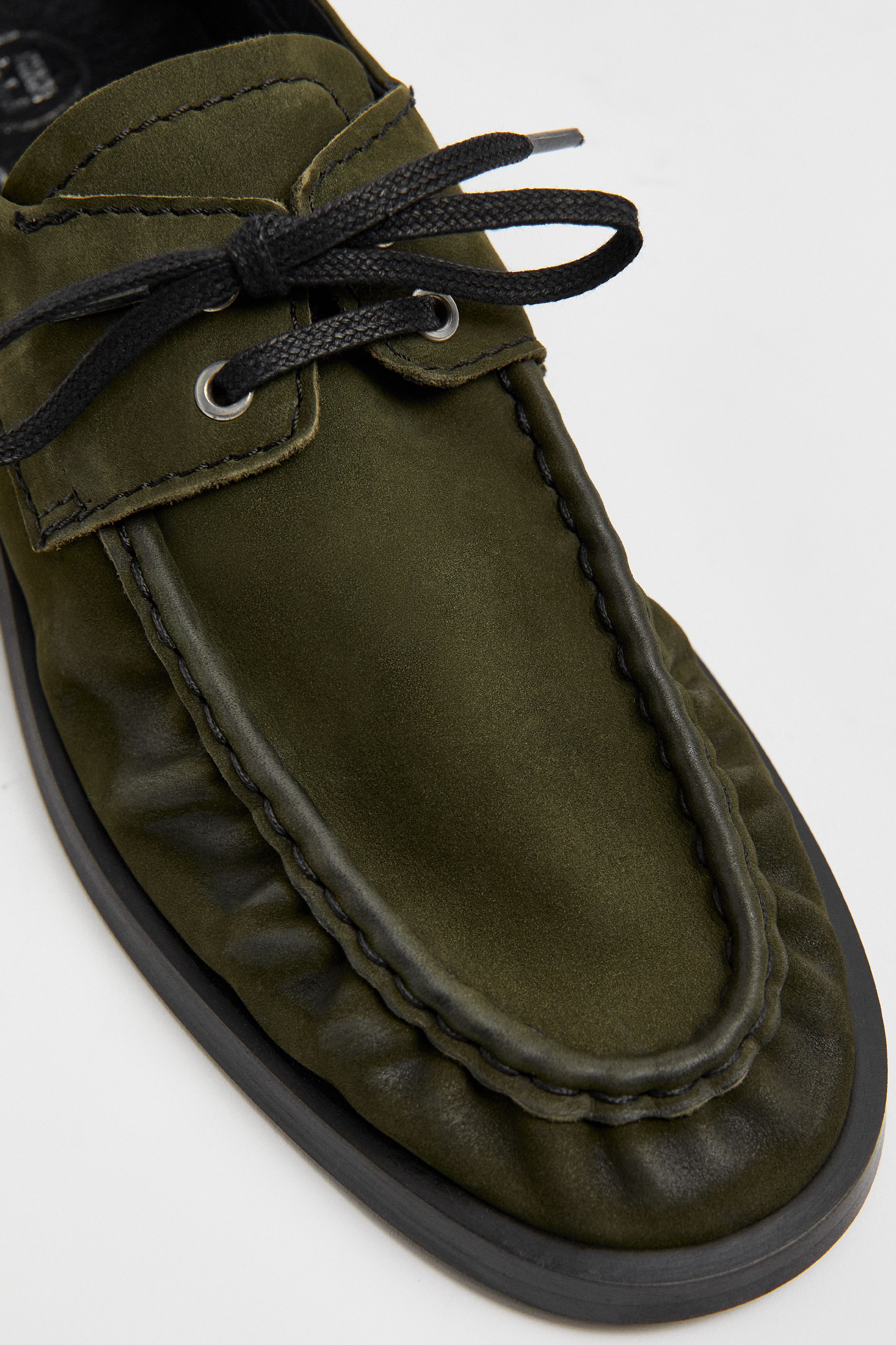 Brown Suede Loafers with Green Laces Meet the Bayside Loafer ? Soft leather laces and a padded  main image 2