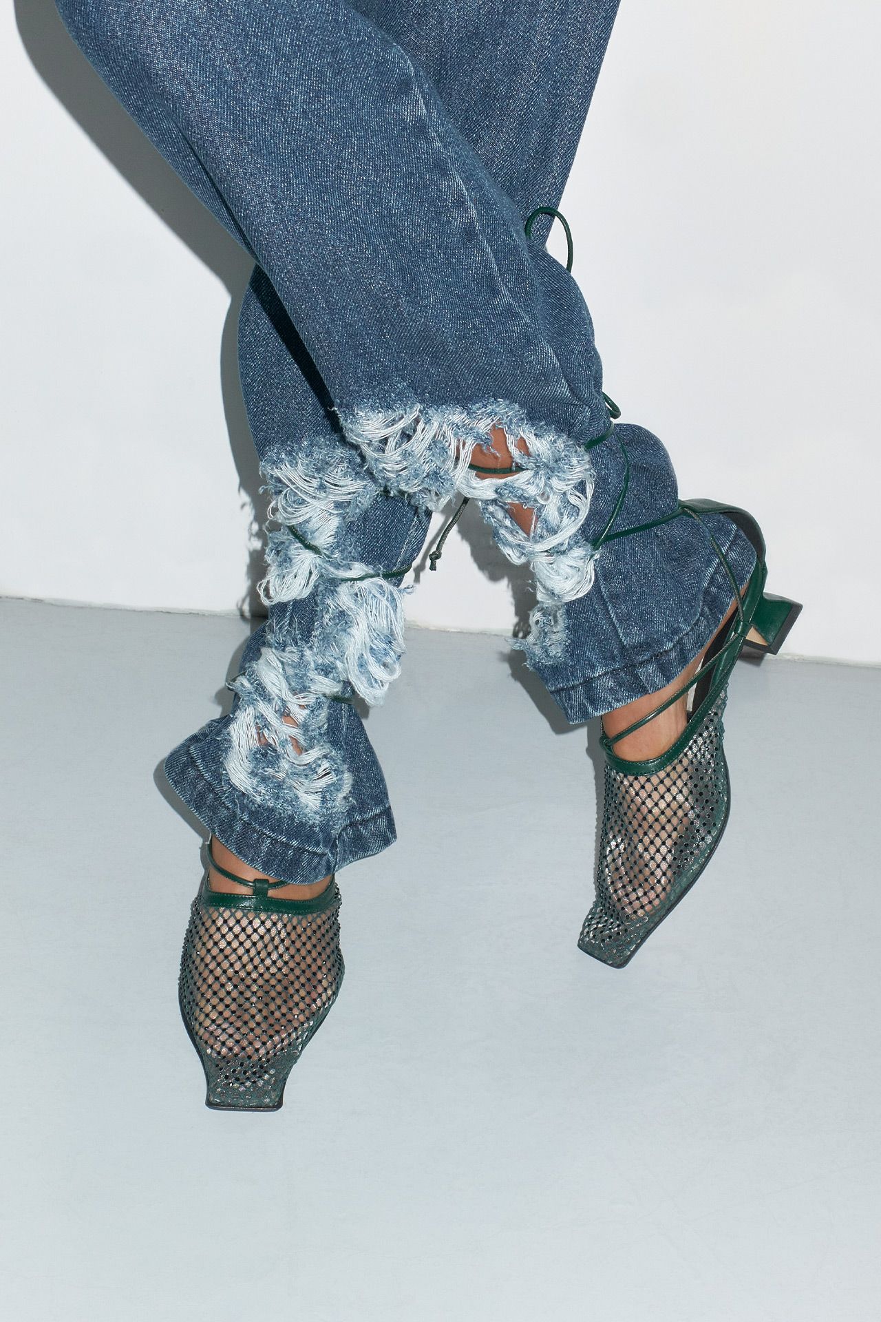 Andes Green Mesh Mule Sandals | Miista Europe | Made in Portugal