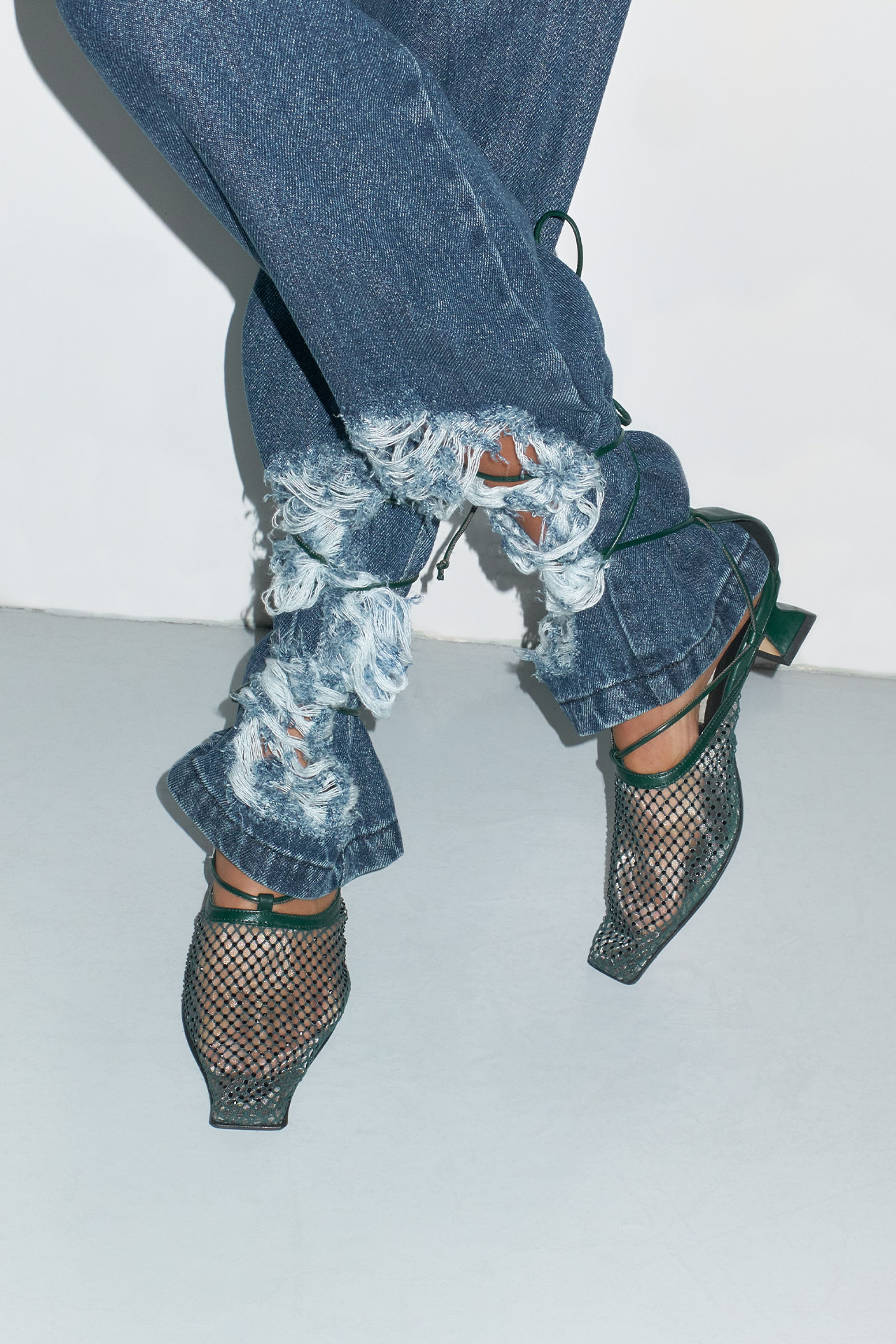 Andes Green Mesh Mule Sandals | Miista Europe | Made in Portugal