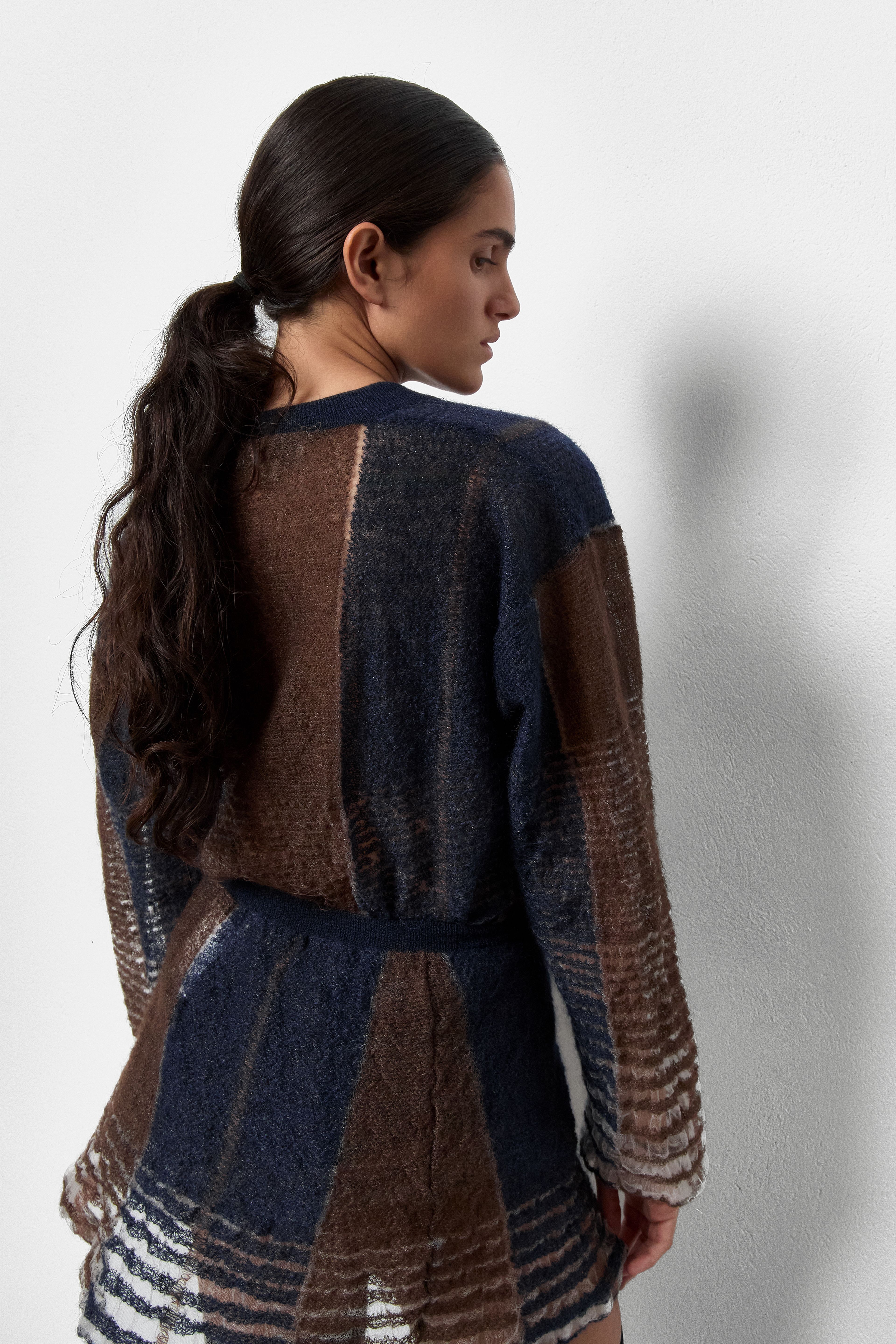 Zenai Brown Navy Knit Stripes Jumper | Miista | Designed & Handmade in Europe